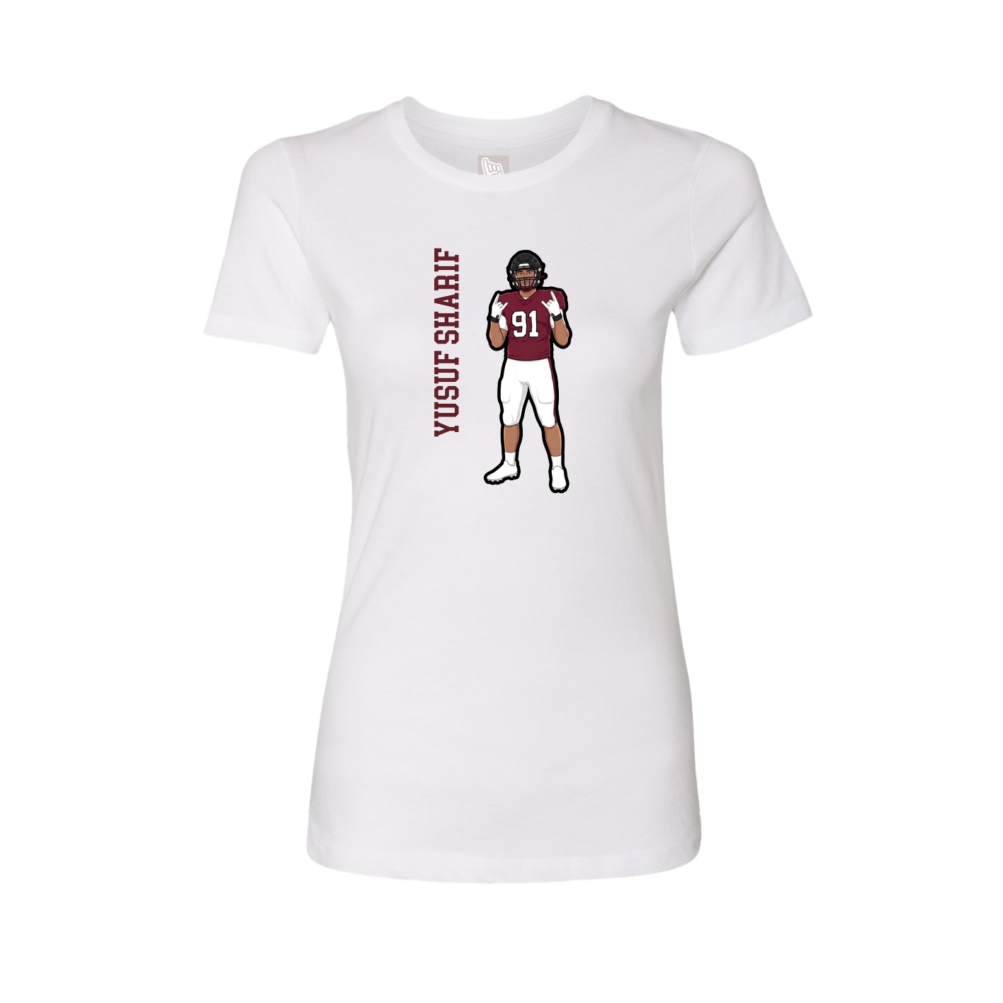 Womens Tee — Name Vertical in White
