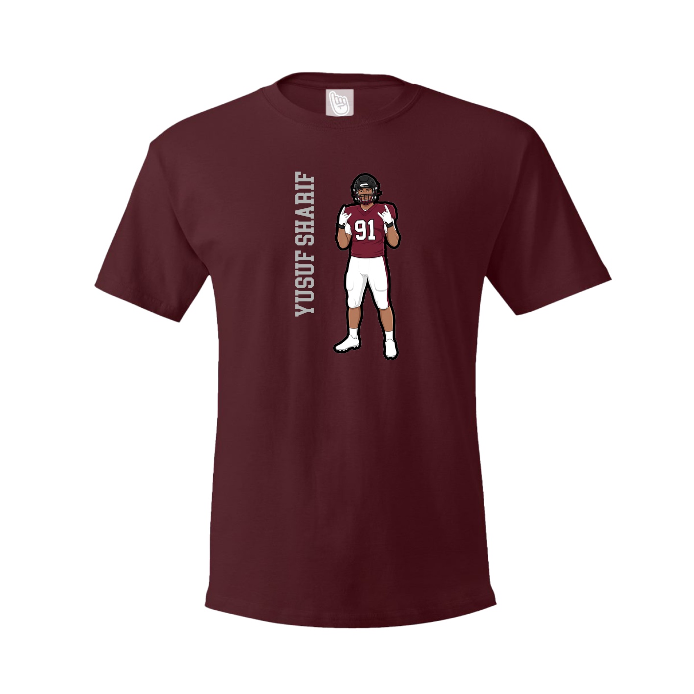 Youth Tee — Name Vertical in Maroon