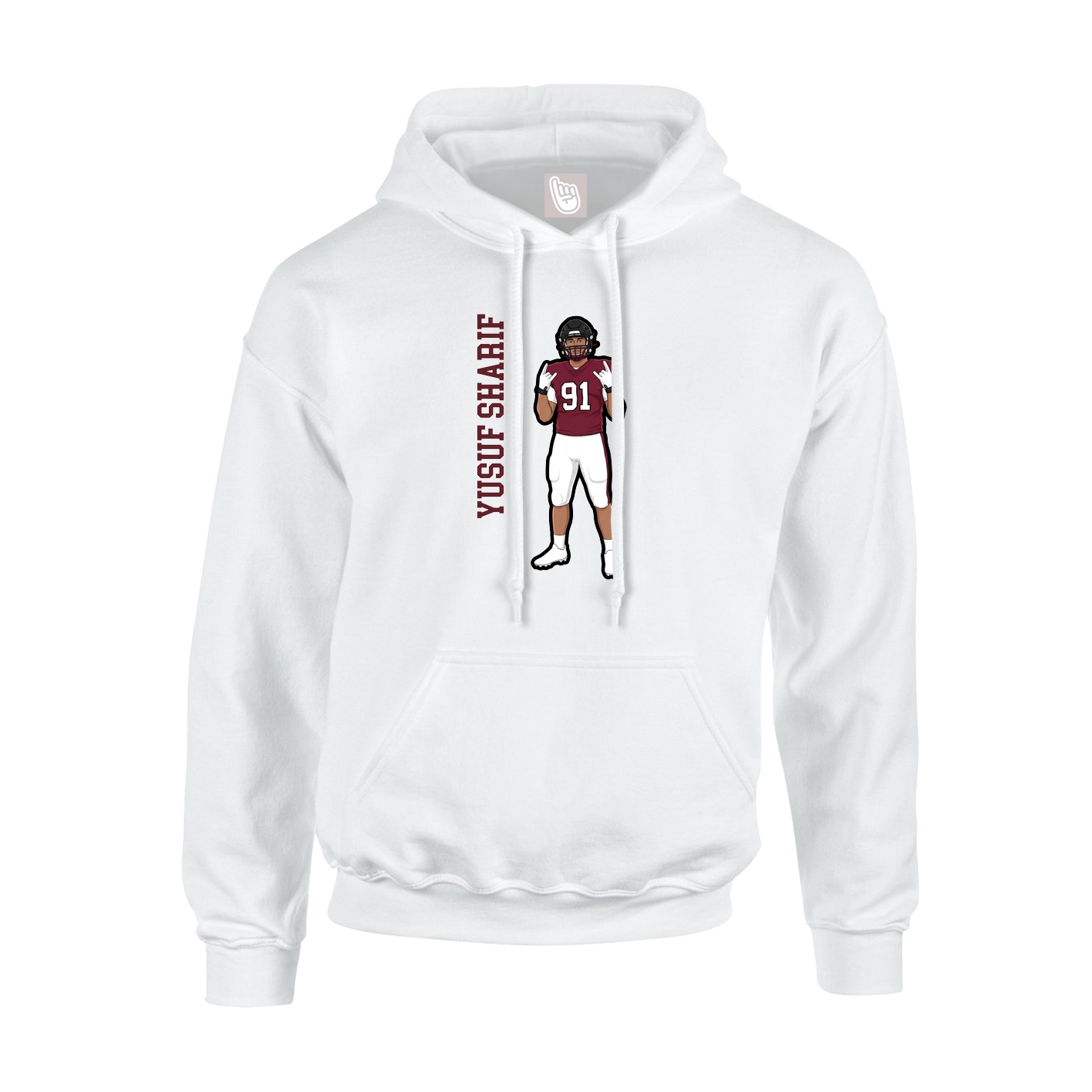 Youth Hoodie — Name Vertical in White
