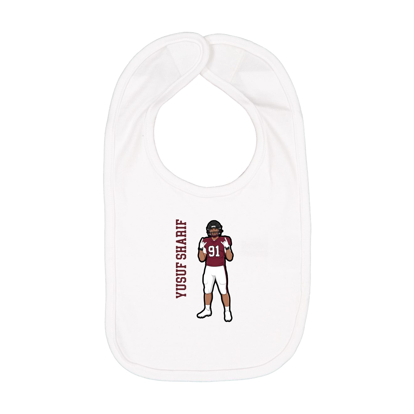 Infant Bib — Name Vertical in White