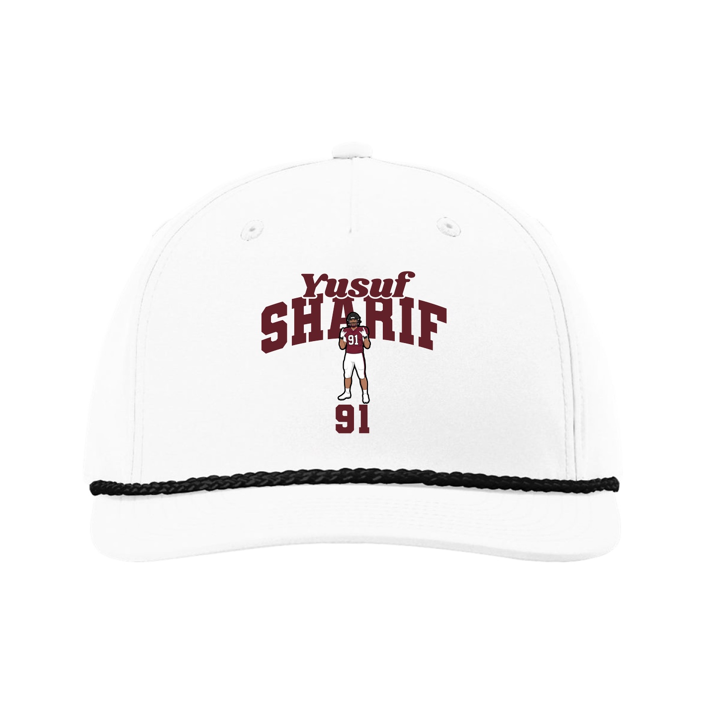 Five-Panel Classic Rope Cap — Signature Arch in White