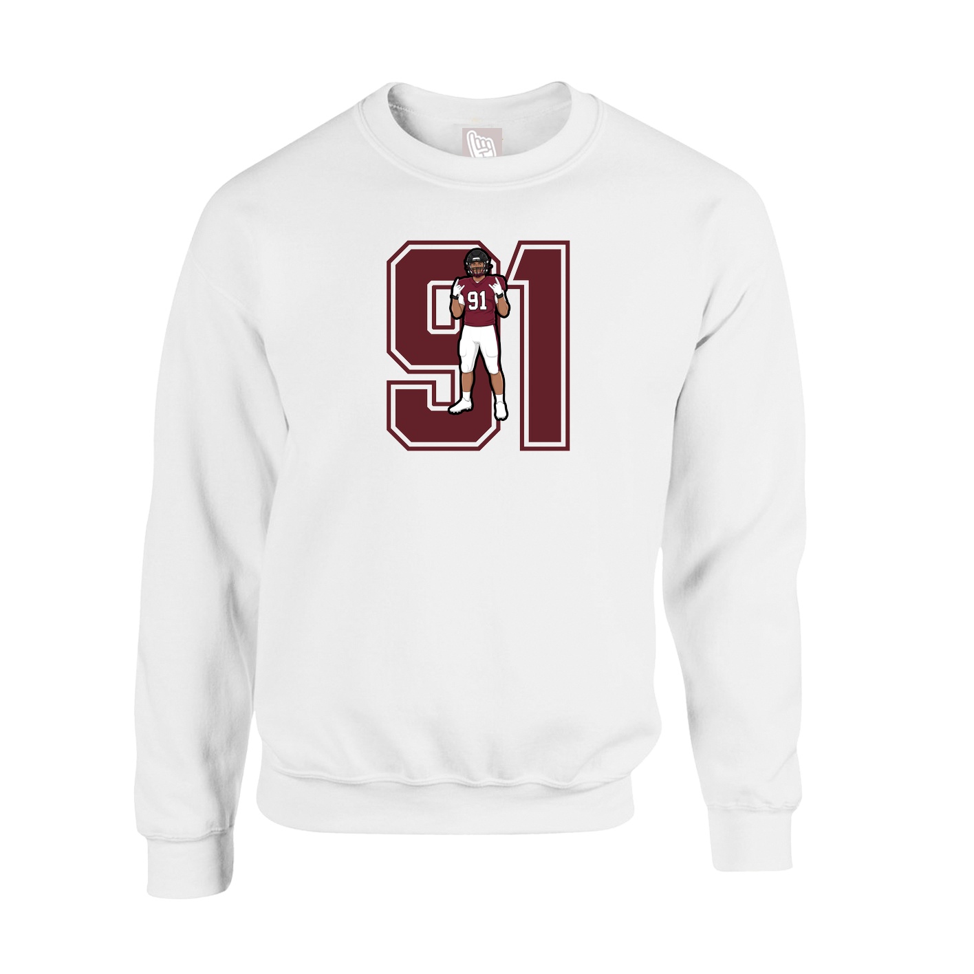 Fleece Crew — Number in White