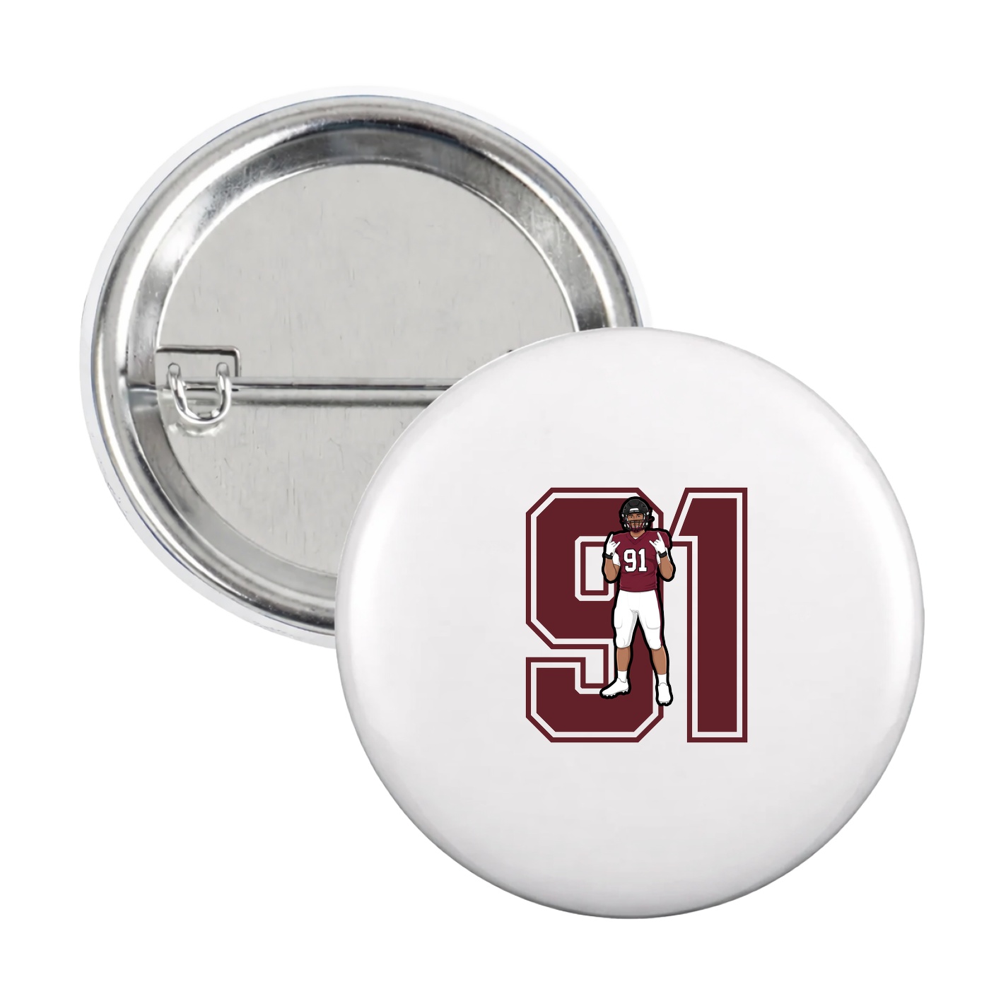 Game Day Button — Number in White