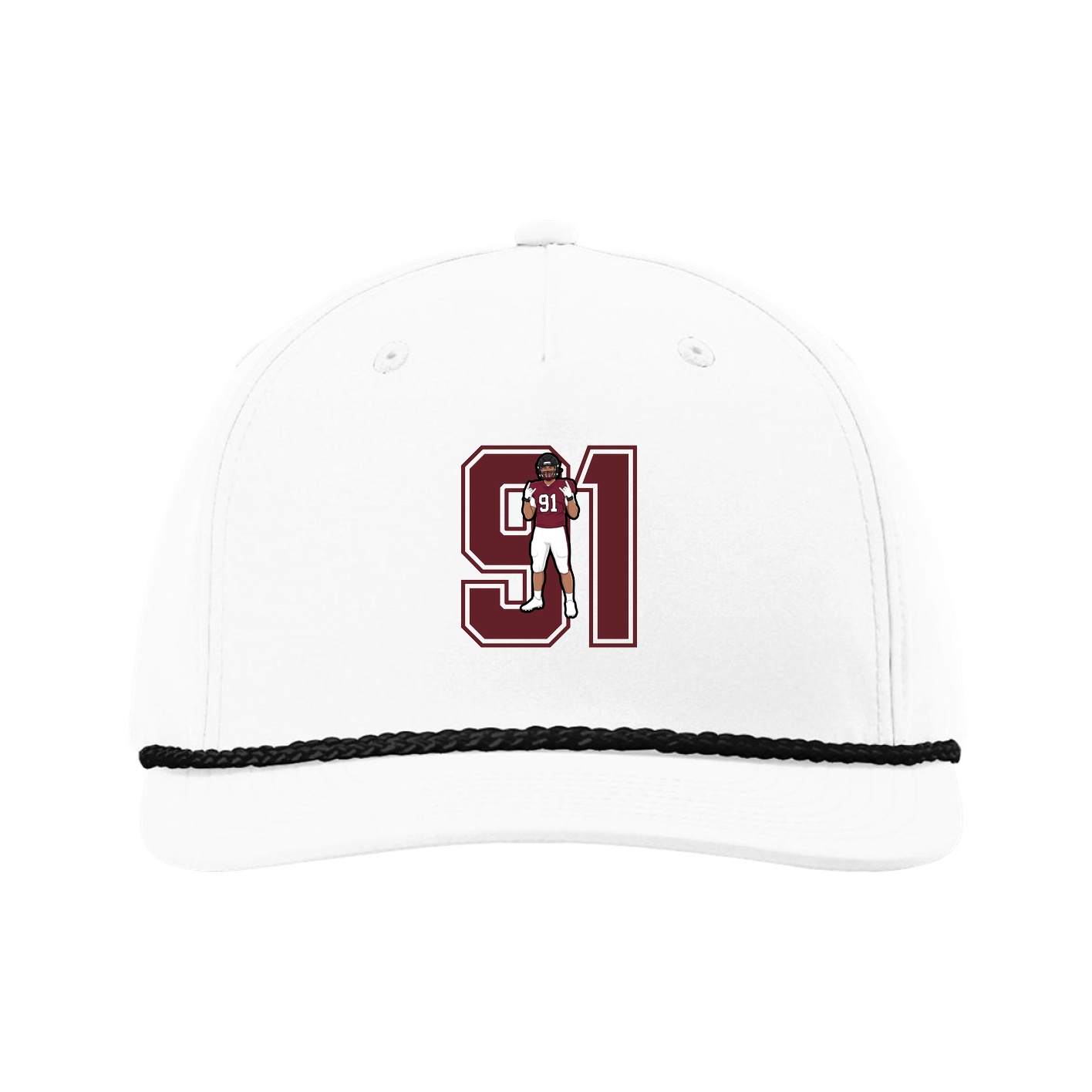 Five-Panel Classic Rope Cap — Number in White