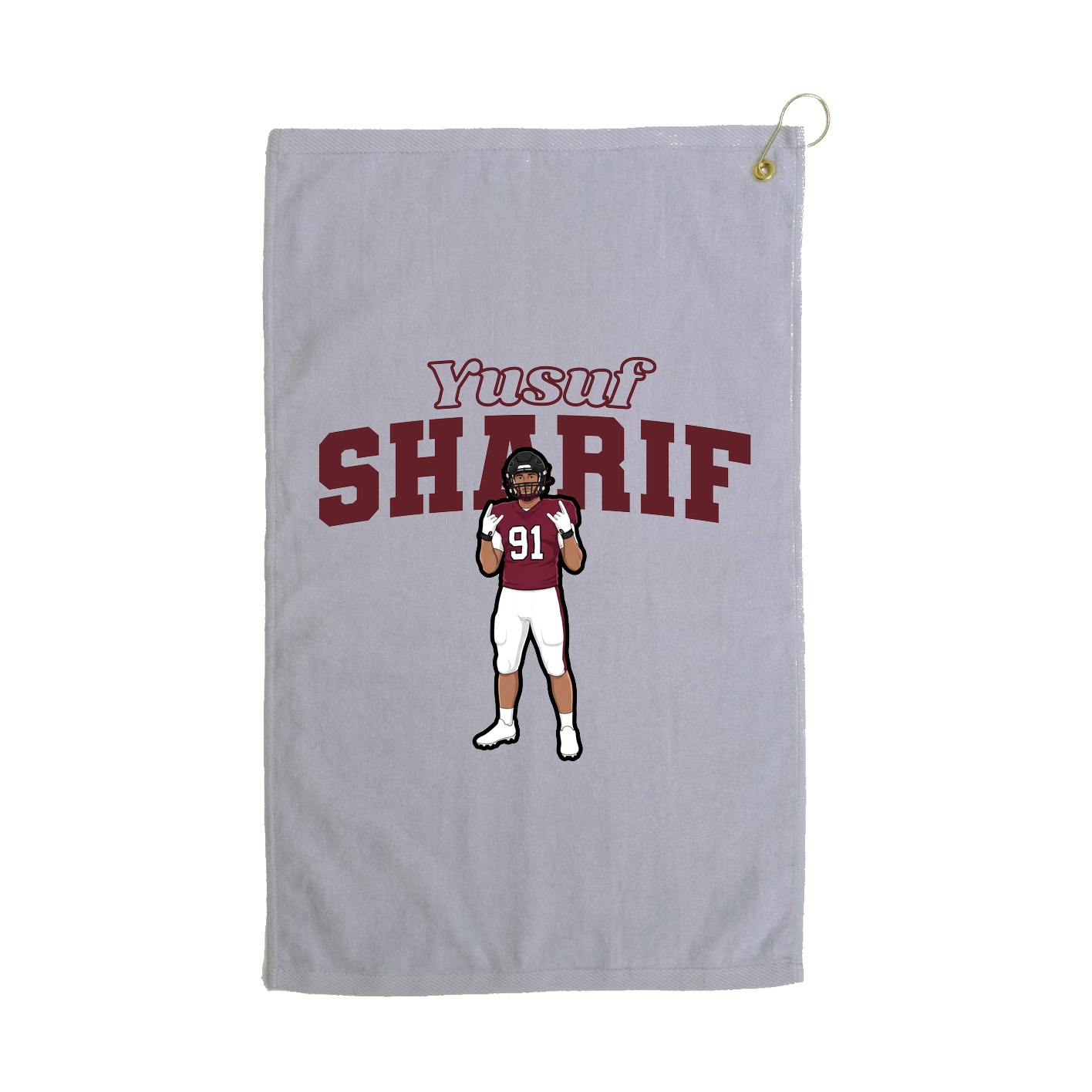 Golf Towel — Name Arch in Grey