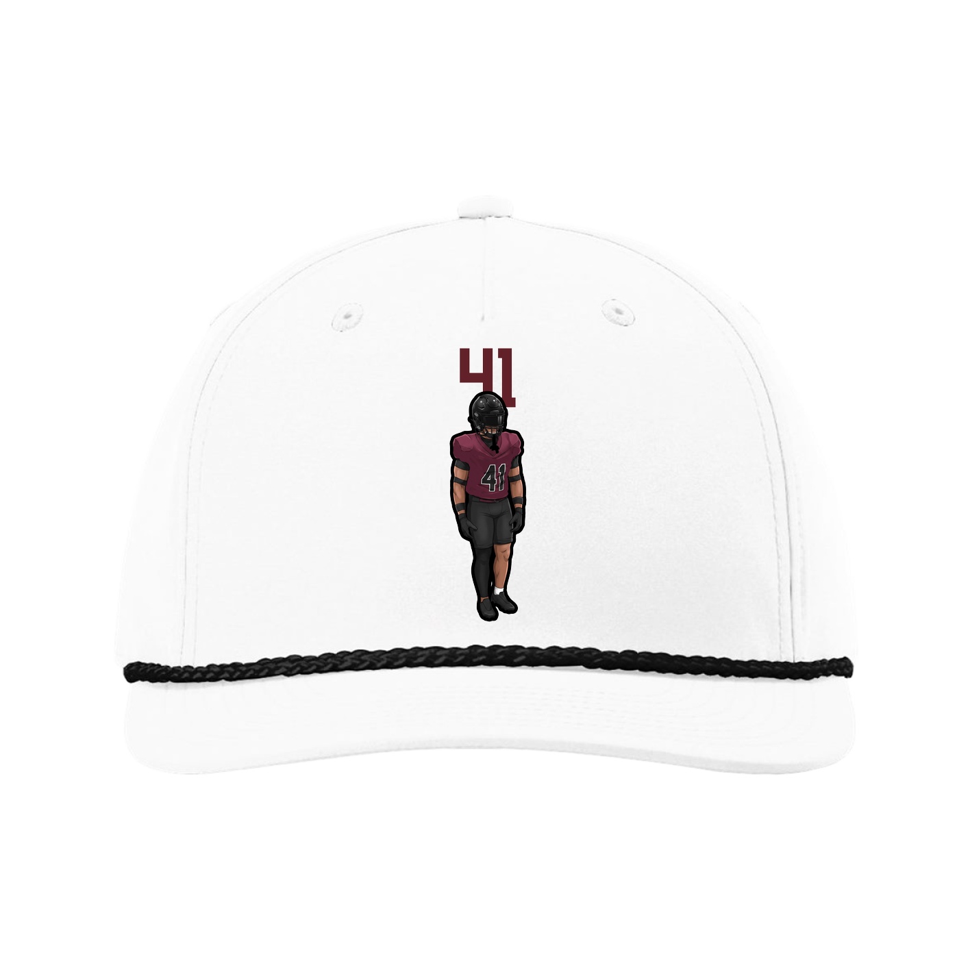 Five-Panel Classic Rope Cap — Number Top in White