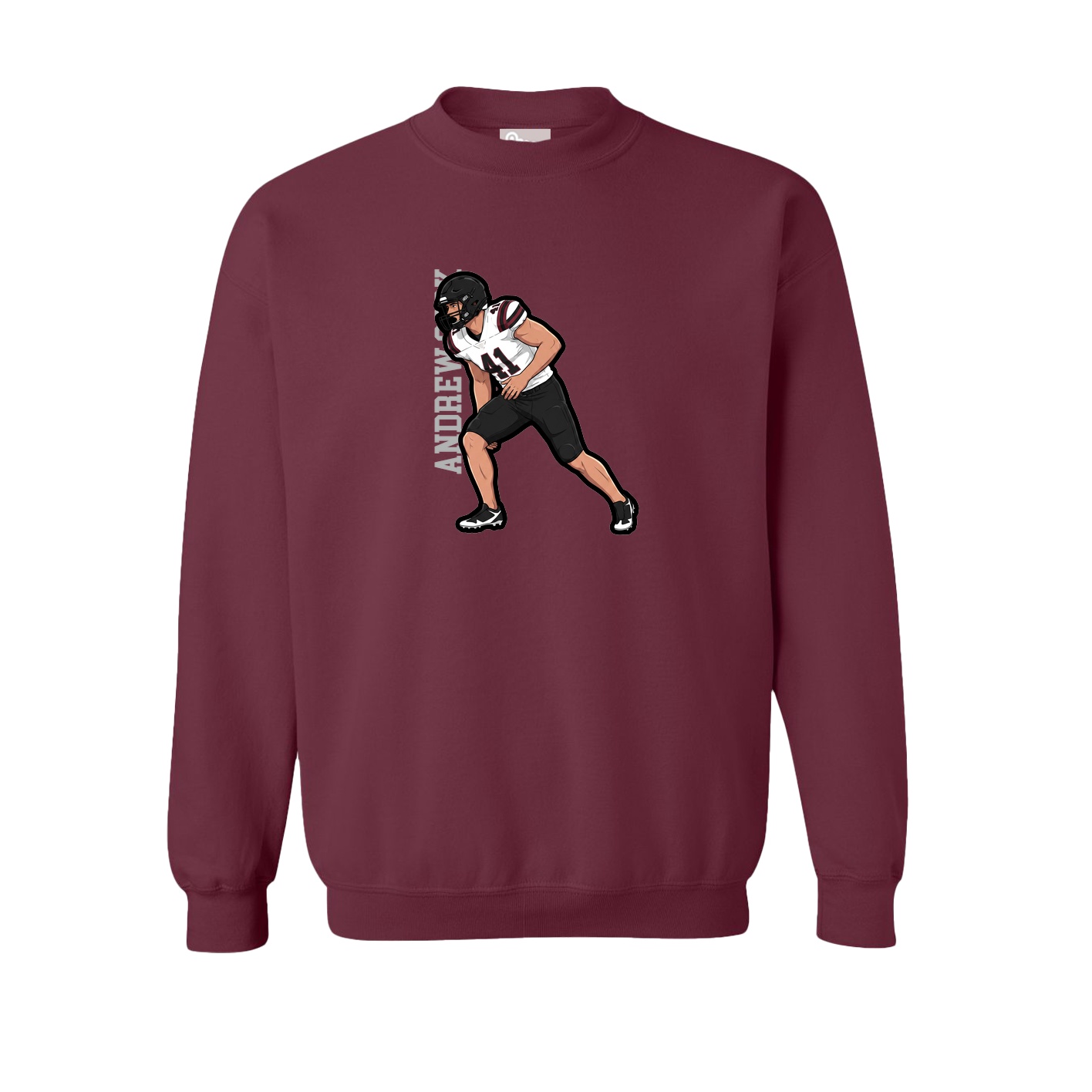 Fleece Crew — Name Vertical in Maroon