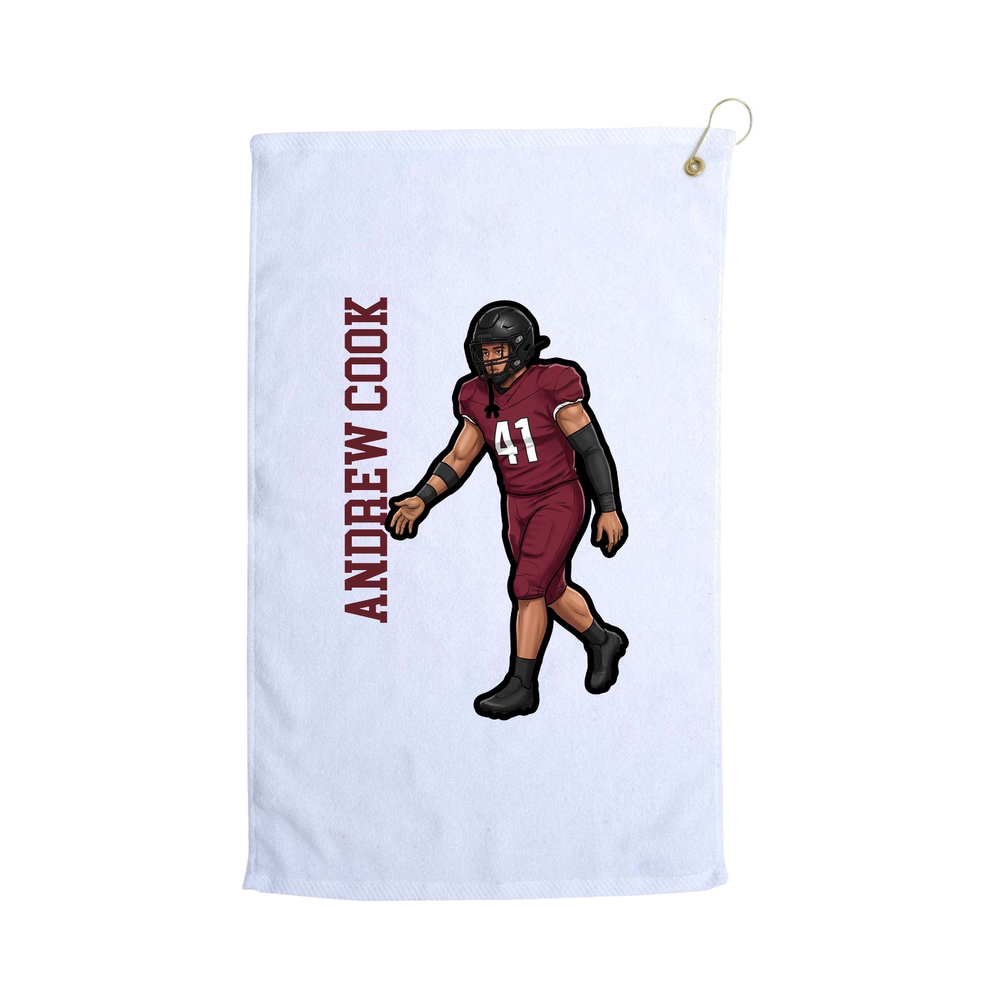 Golf Towel — Name Vertical in White