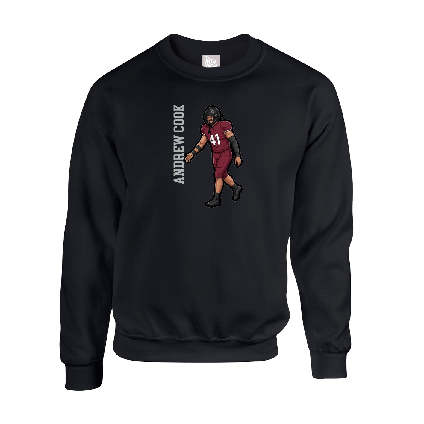 Fleece Crew — Name Vertical in Black