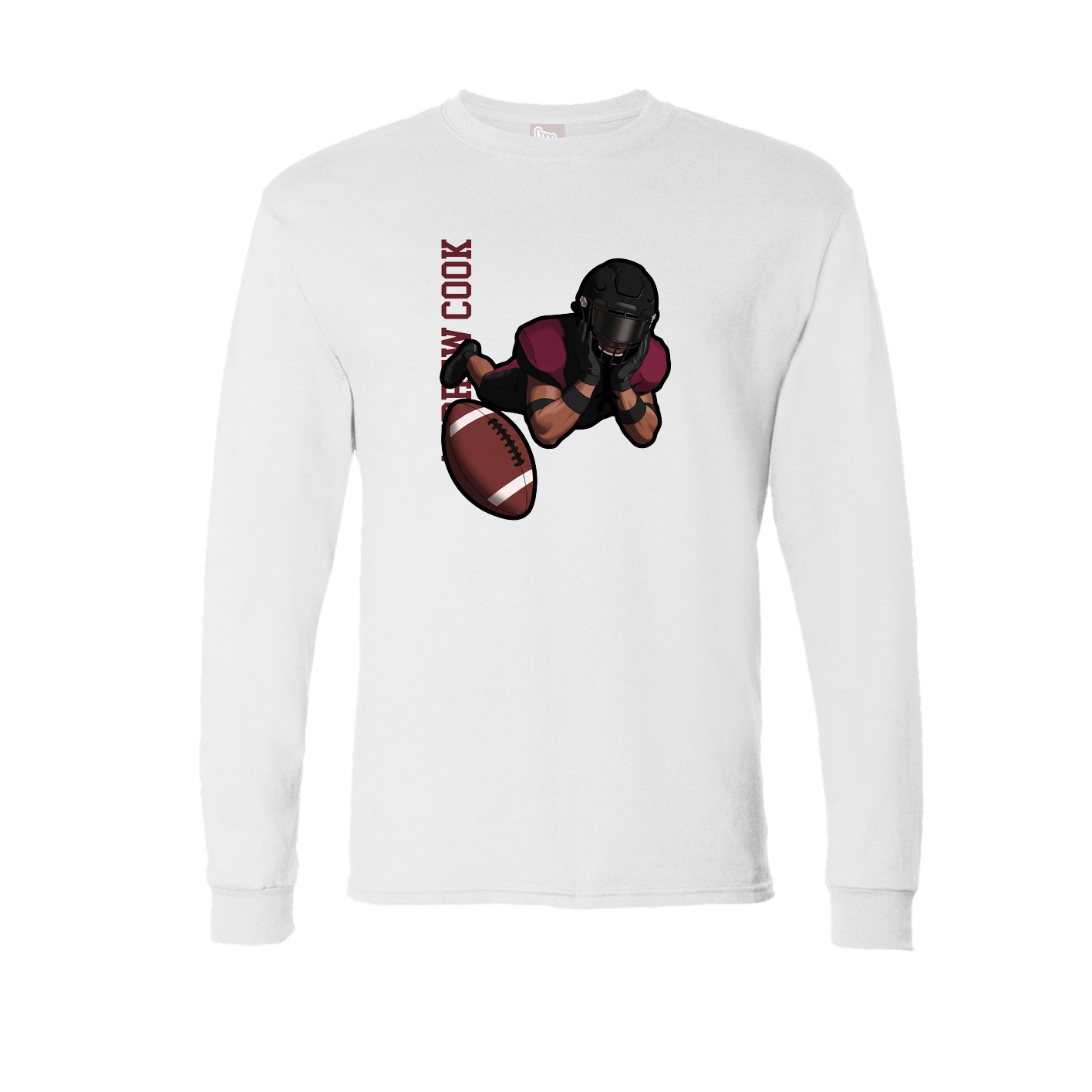 Long Sleeve Tee — Name Vertical in White