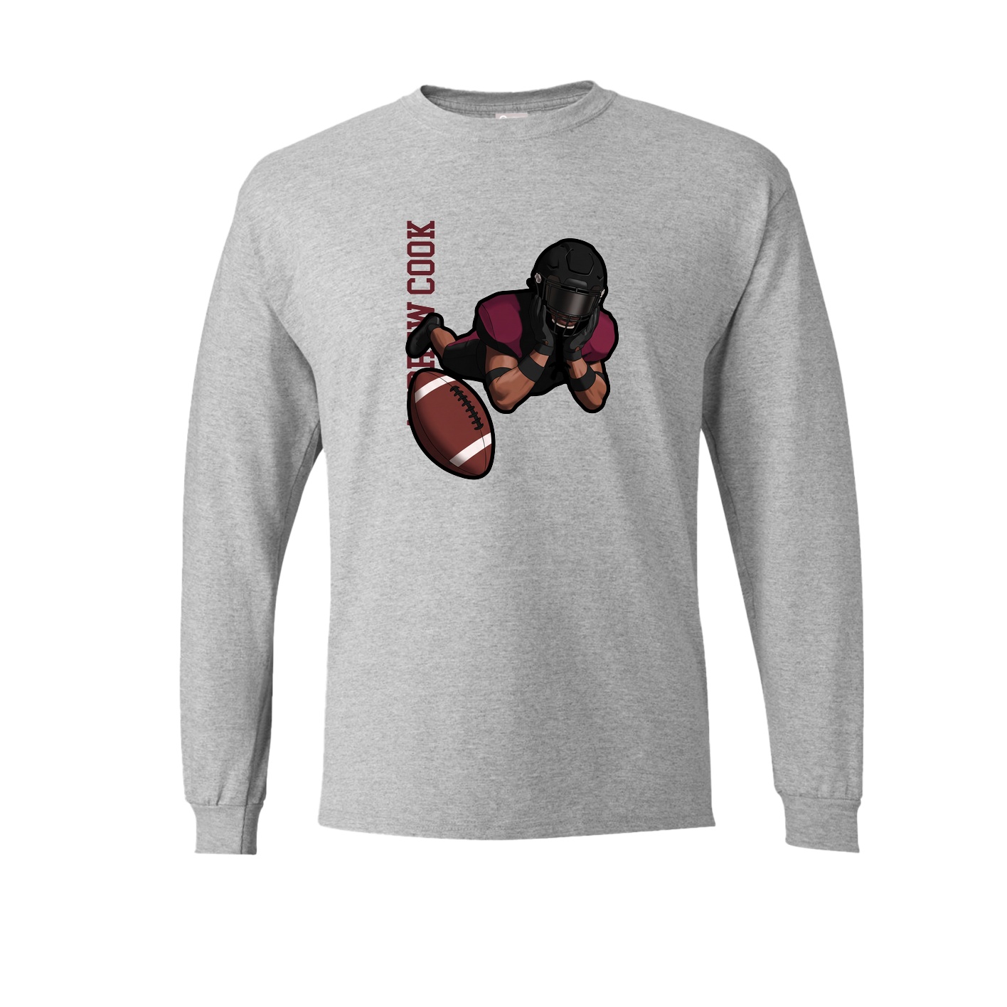 Long Sleeve Tee — Name Vertical in Grey