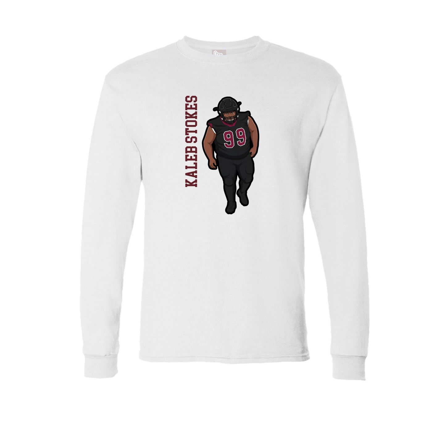 Long Sleeve Tee — Name Vertical in White