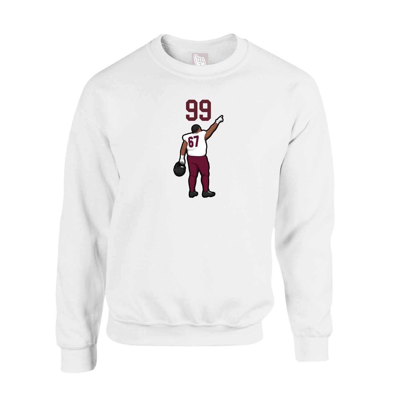 Fleece Crew — Number Top in White