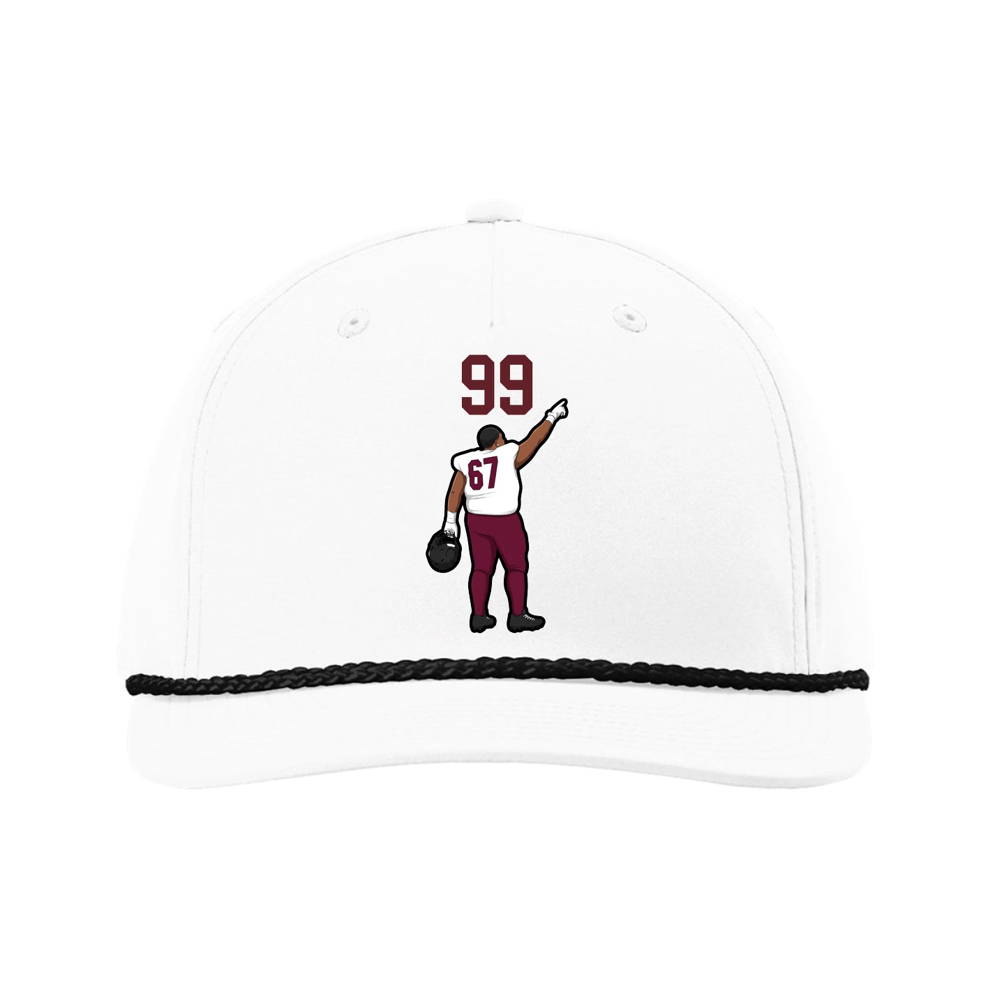 Five-Panel Classic Rope Cap — Number Top in White