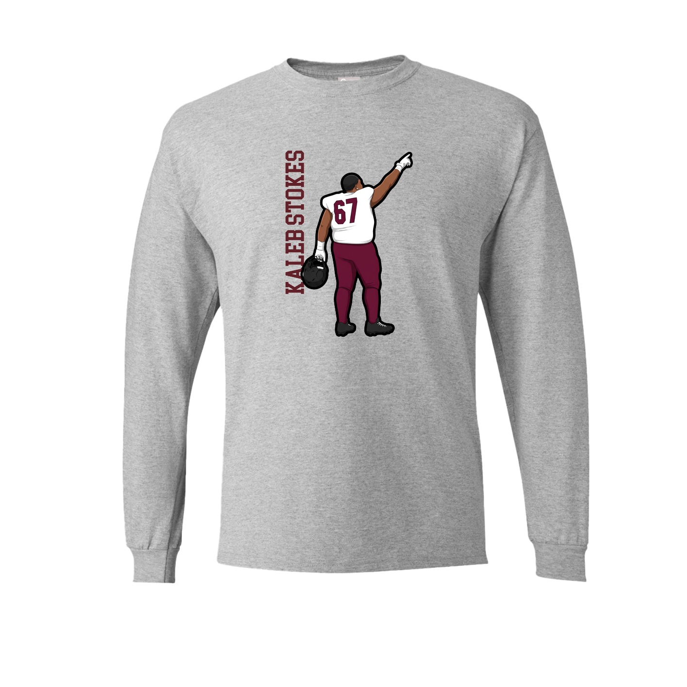 Long Sleeve Tee — Name Vertical in Grey