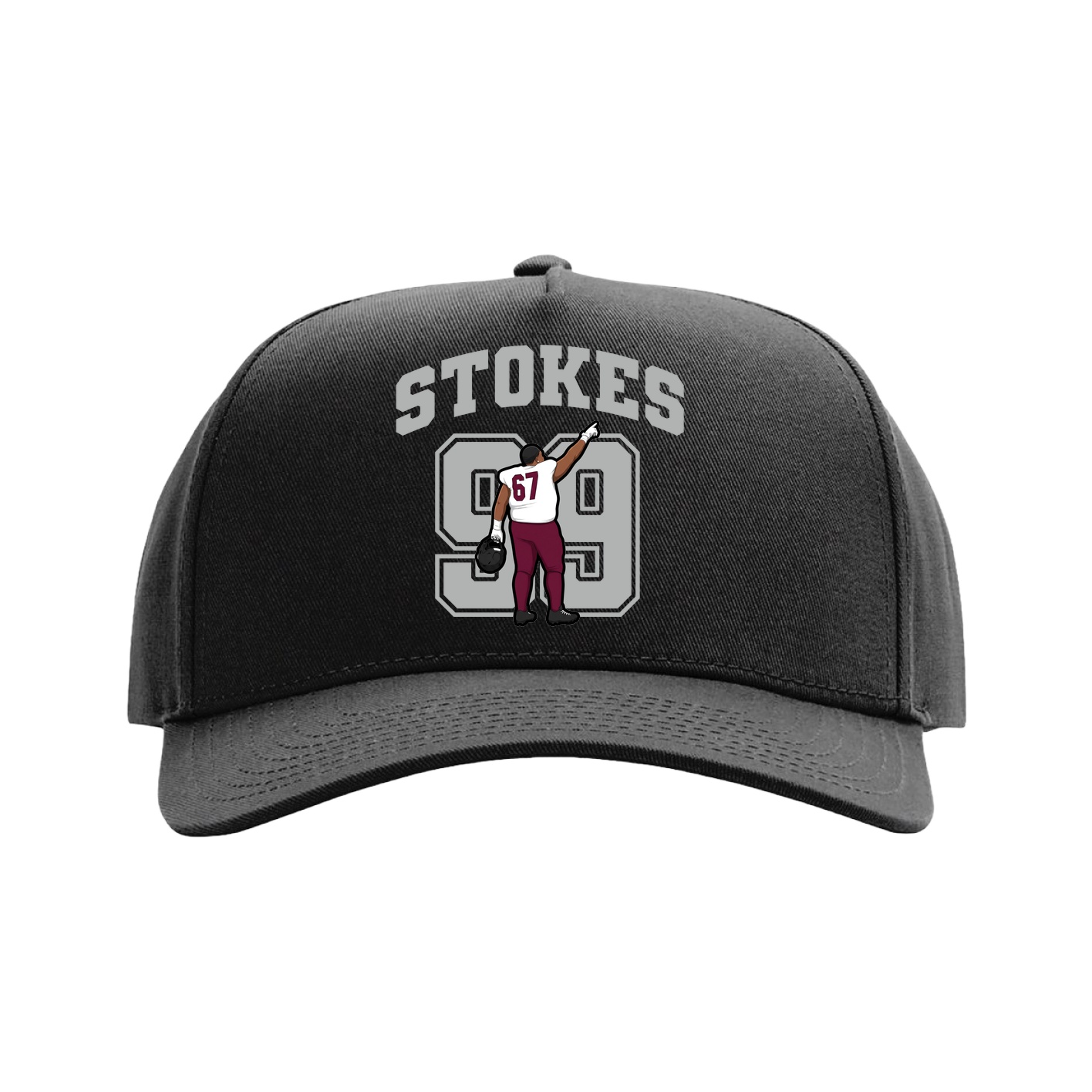 Full Fabric Five-Panel Champ Cap — Number in Black