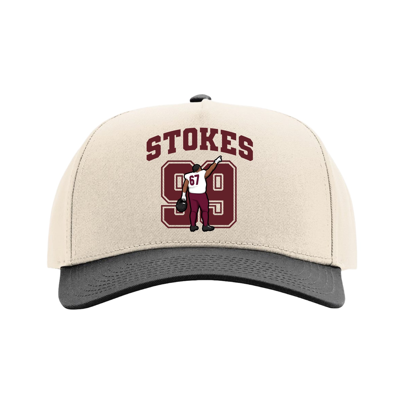 Full Fabric Five-Panel Champ Cap — Number in Cream/Black