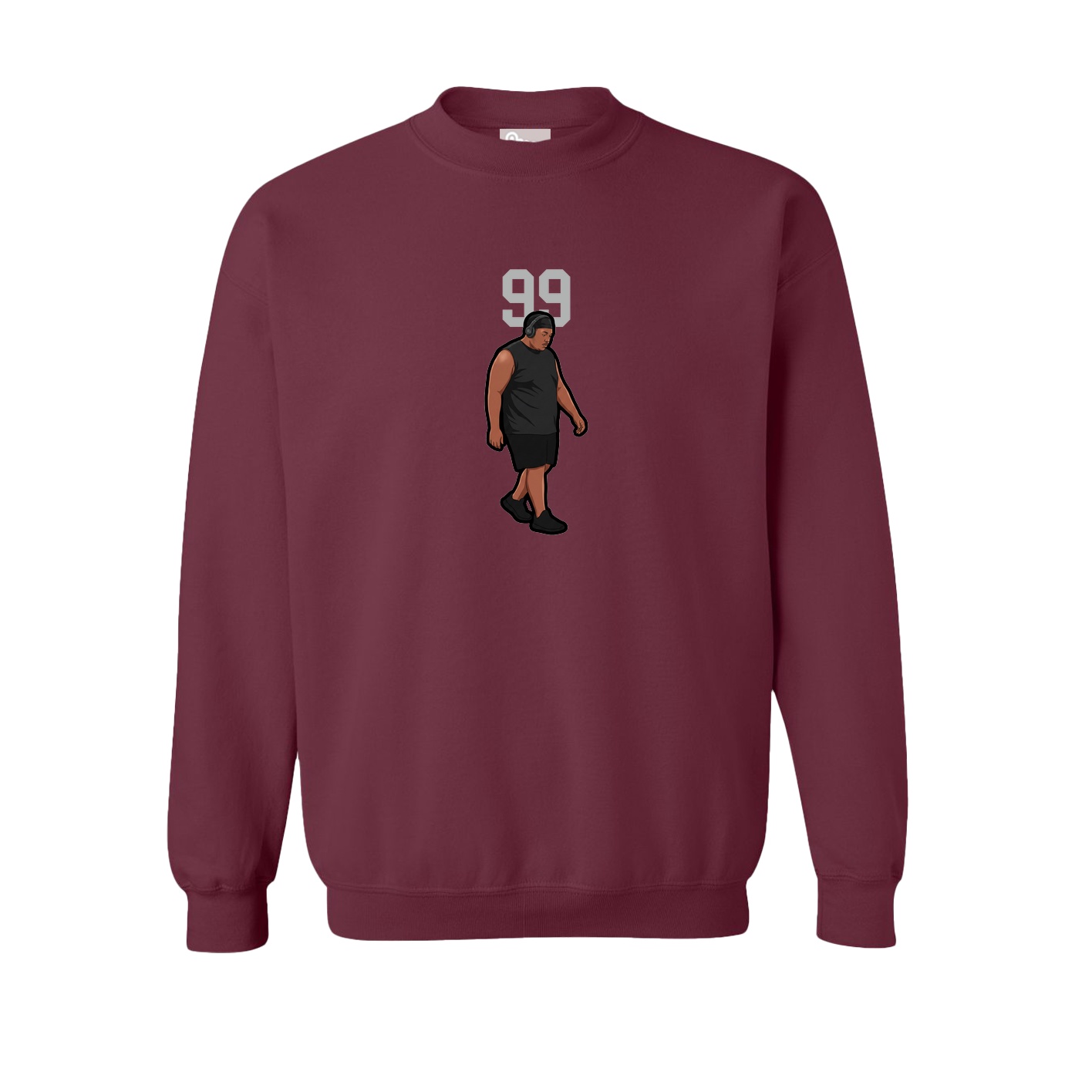 Fleece Crew — Number Top in Maroon