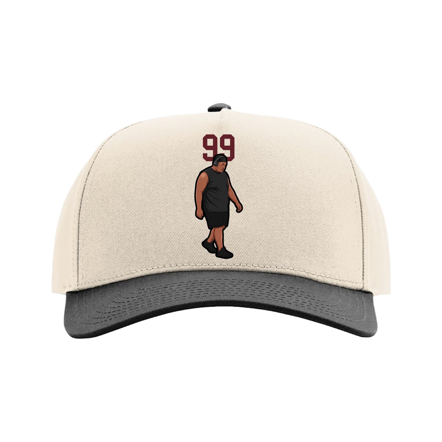 Full Fabric Five-Panel Champ Cap — Number Top in Cream/Black