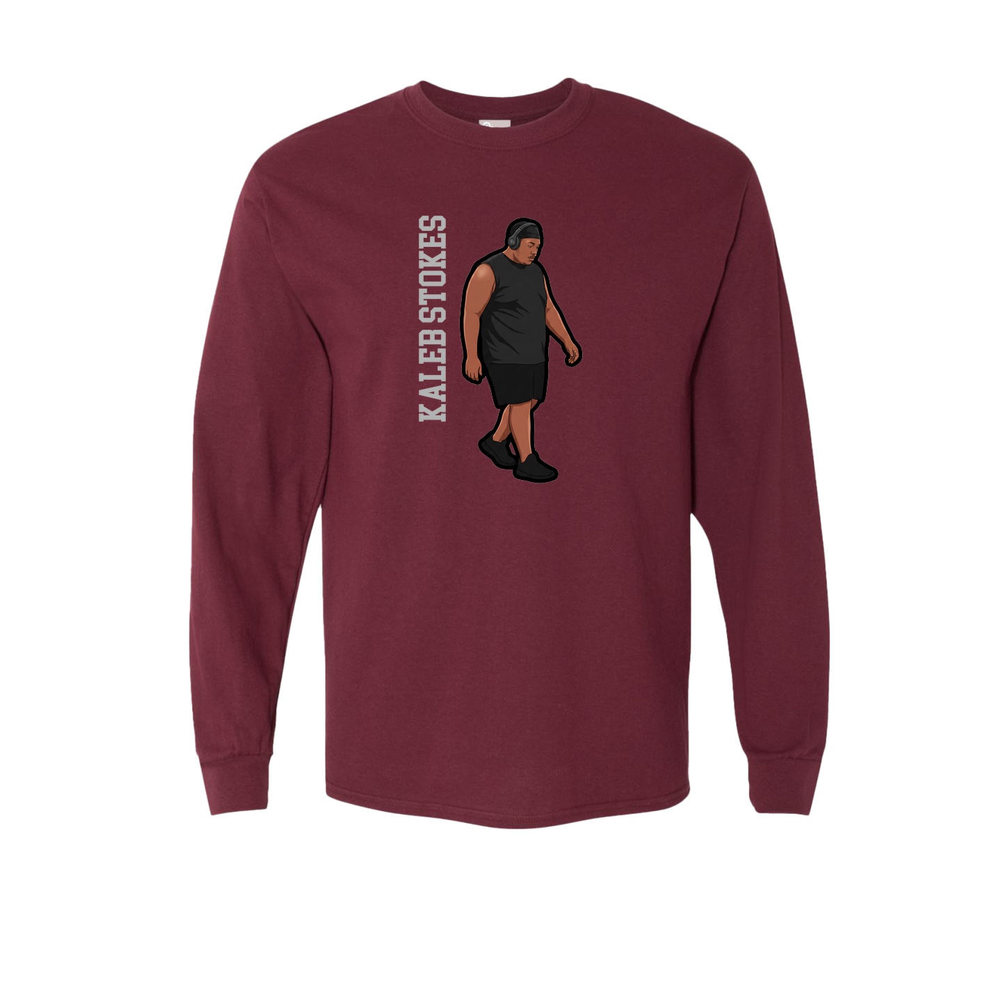 Long Sleeve Tee — Name Vertical in Maroon