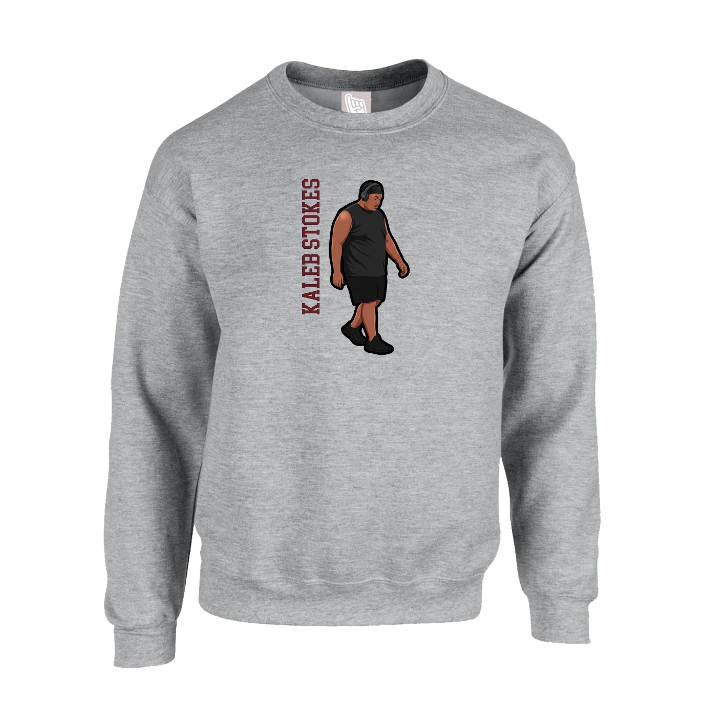 Fleece Crew — Name Vertical in Grey