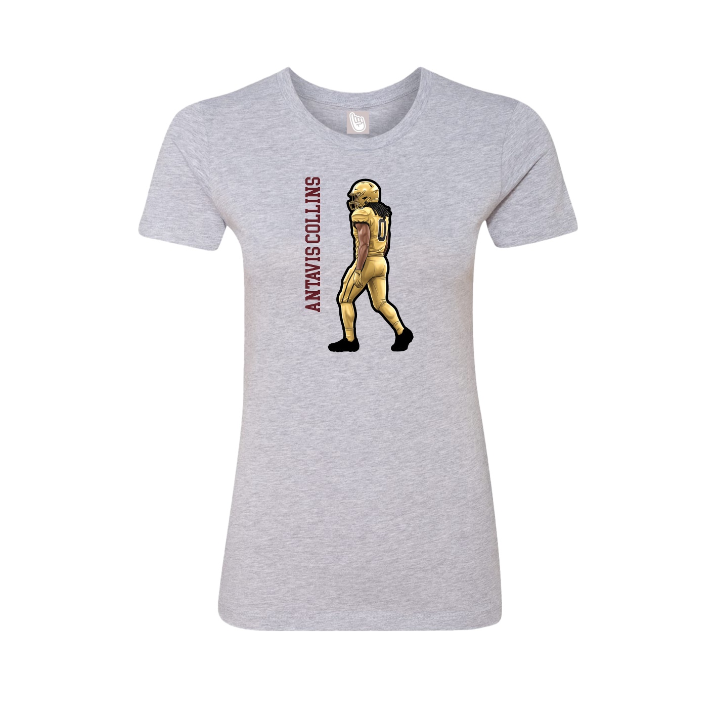 Fitted Women's Tee — Name Vertical in Grey