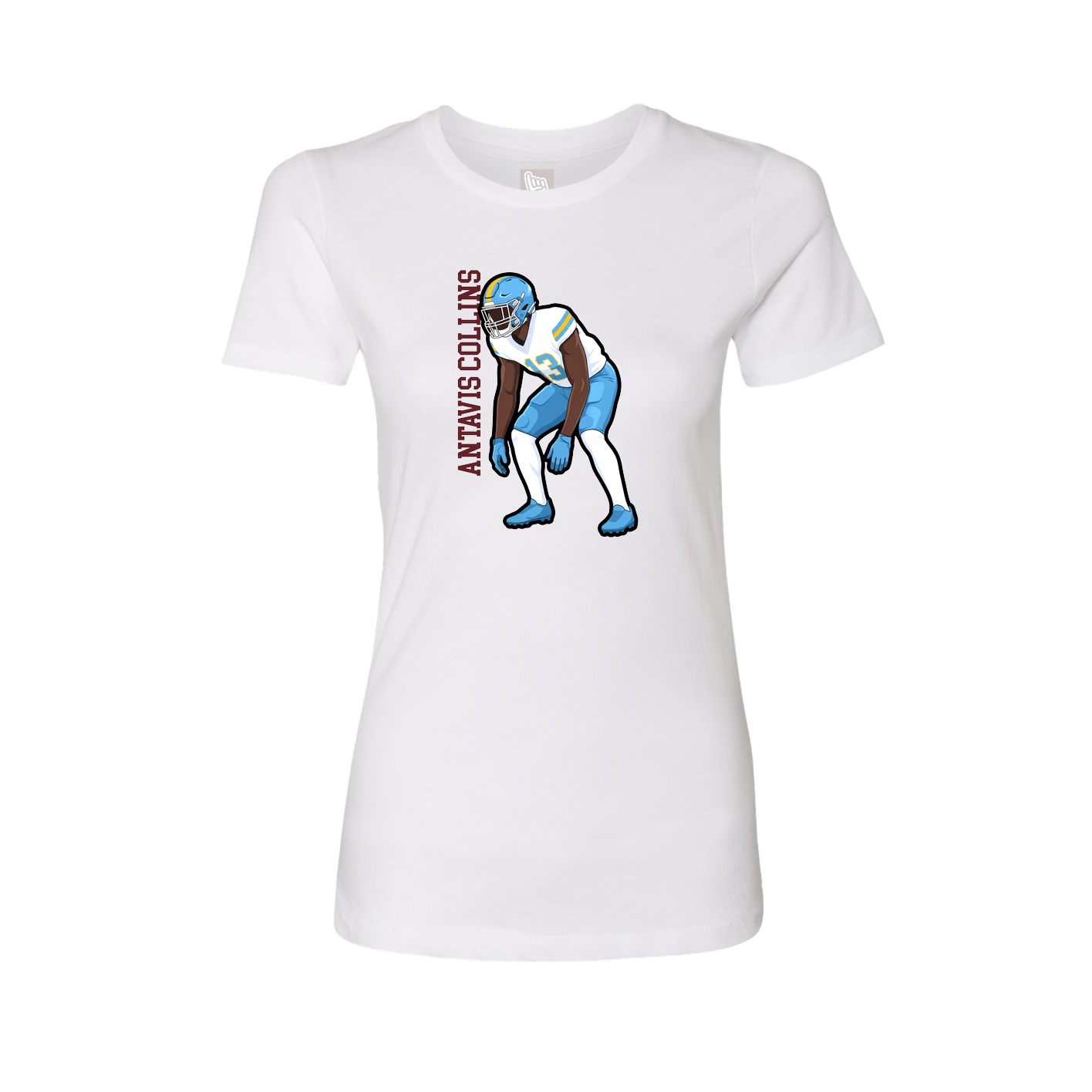 Fitted Women's Tee — Name Vertical in White