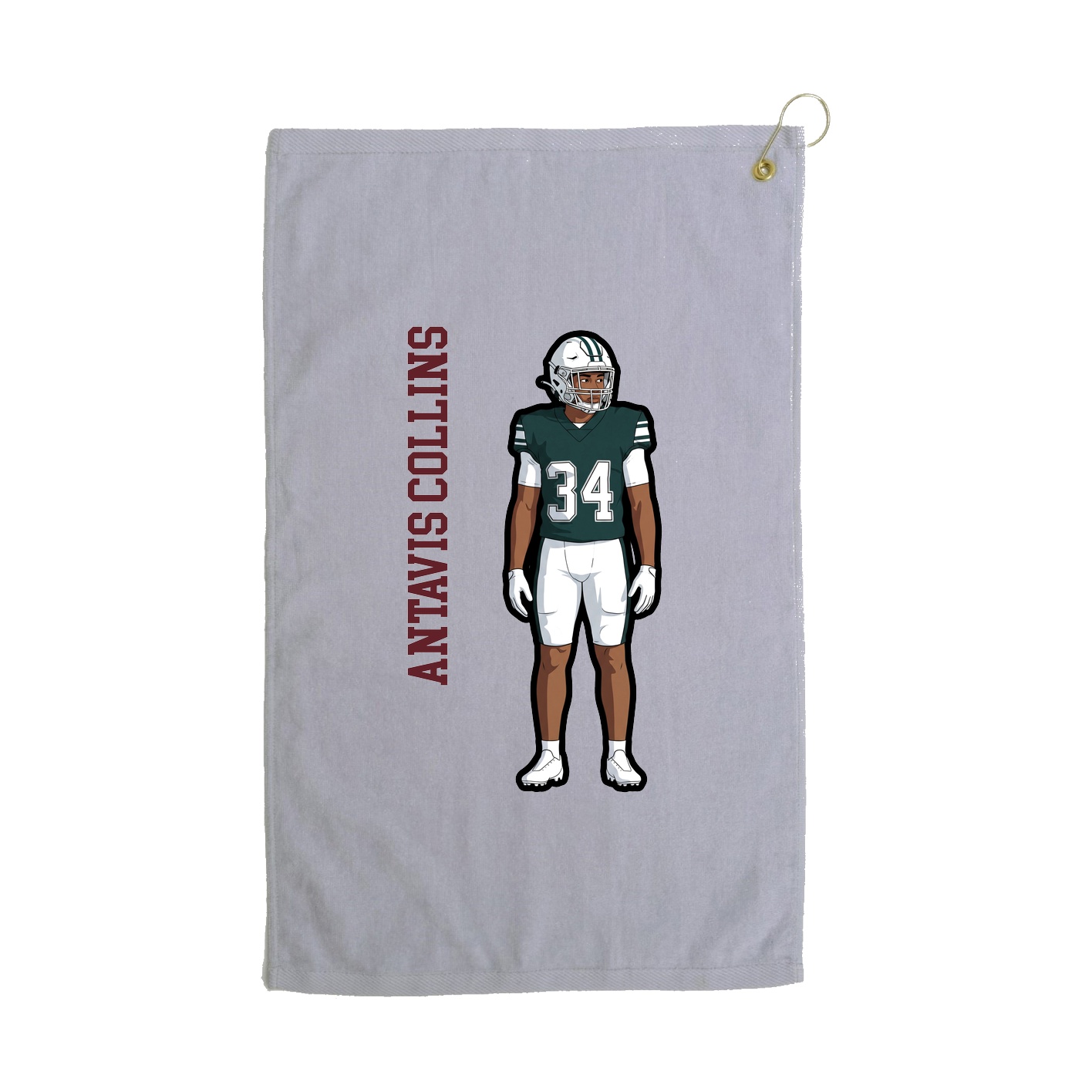 Golf Towel — Name Vertical in Grey