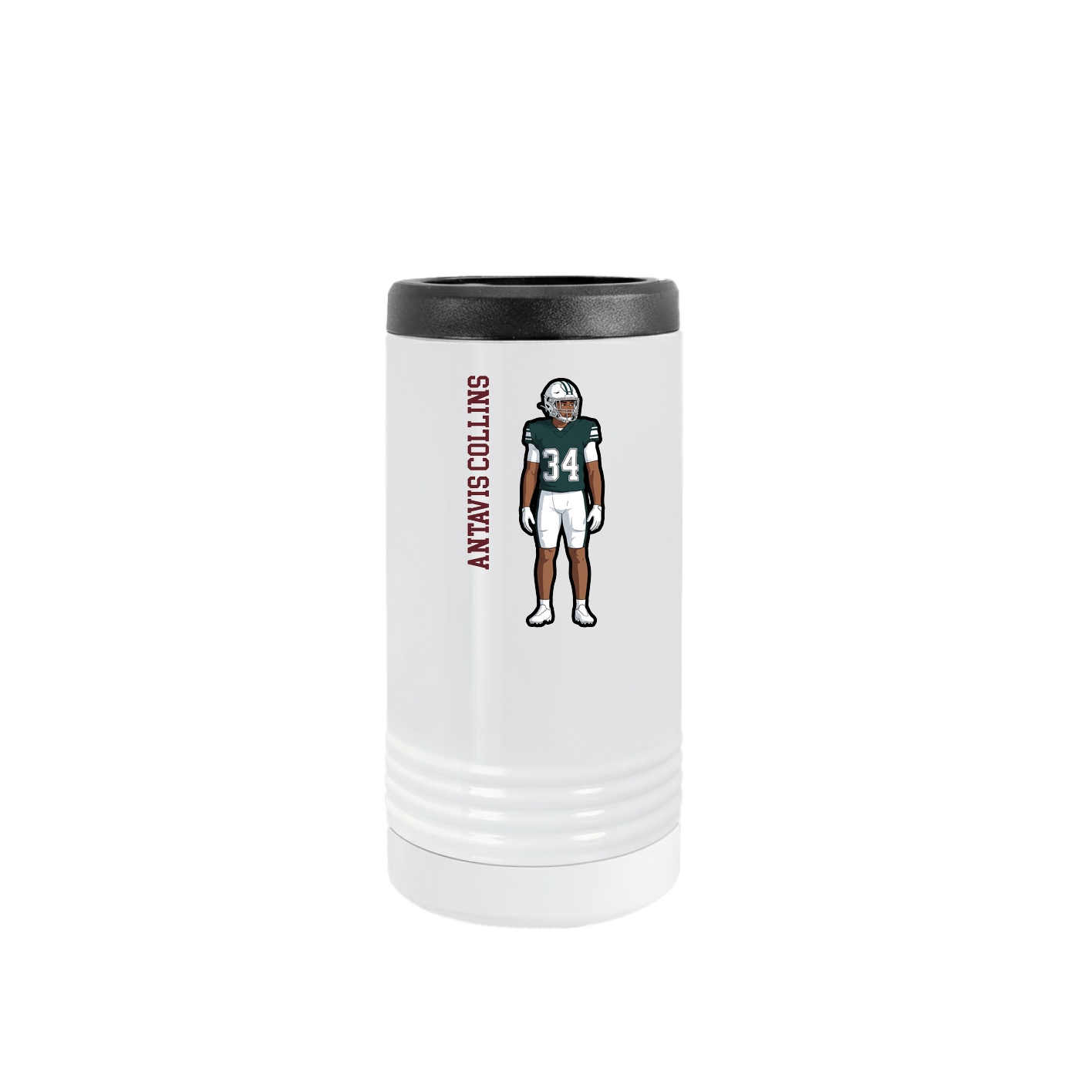 Slim Beverage Holder — Name Vertical in White