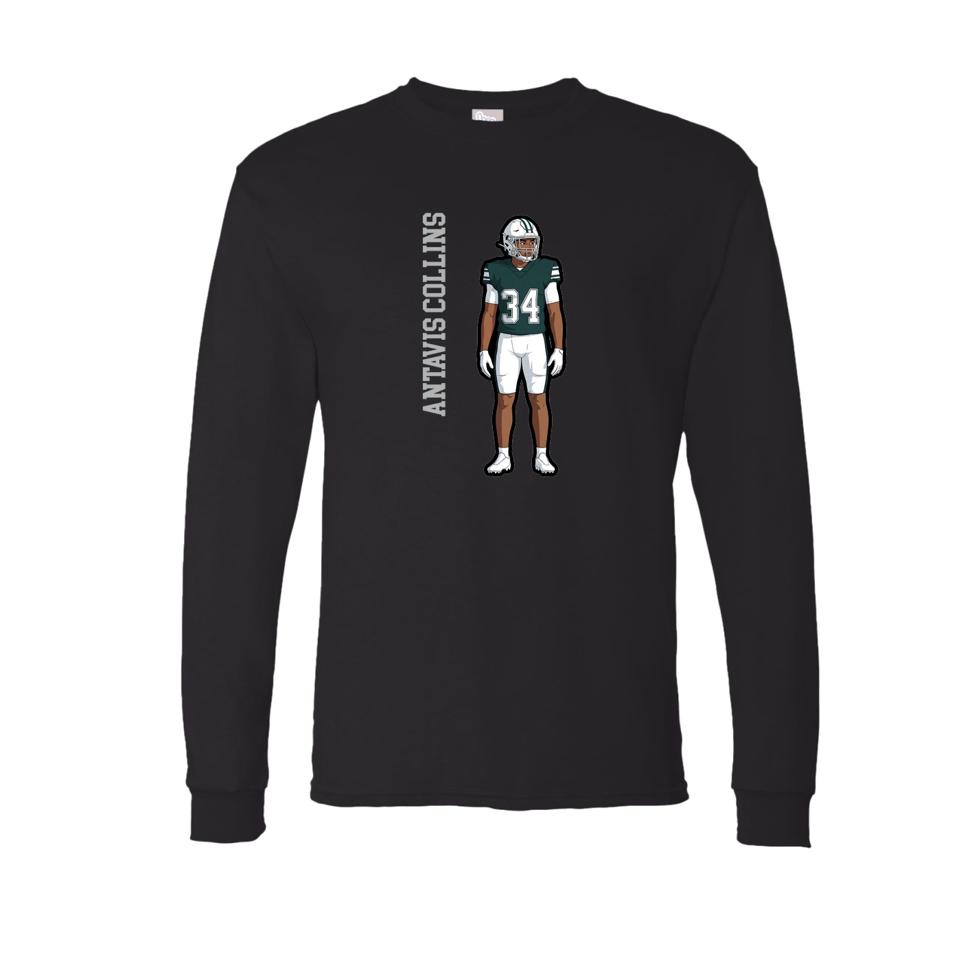 Long Sleeve Tee — Name Vertical in Black