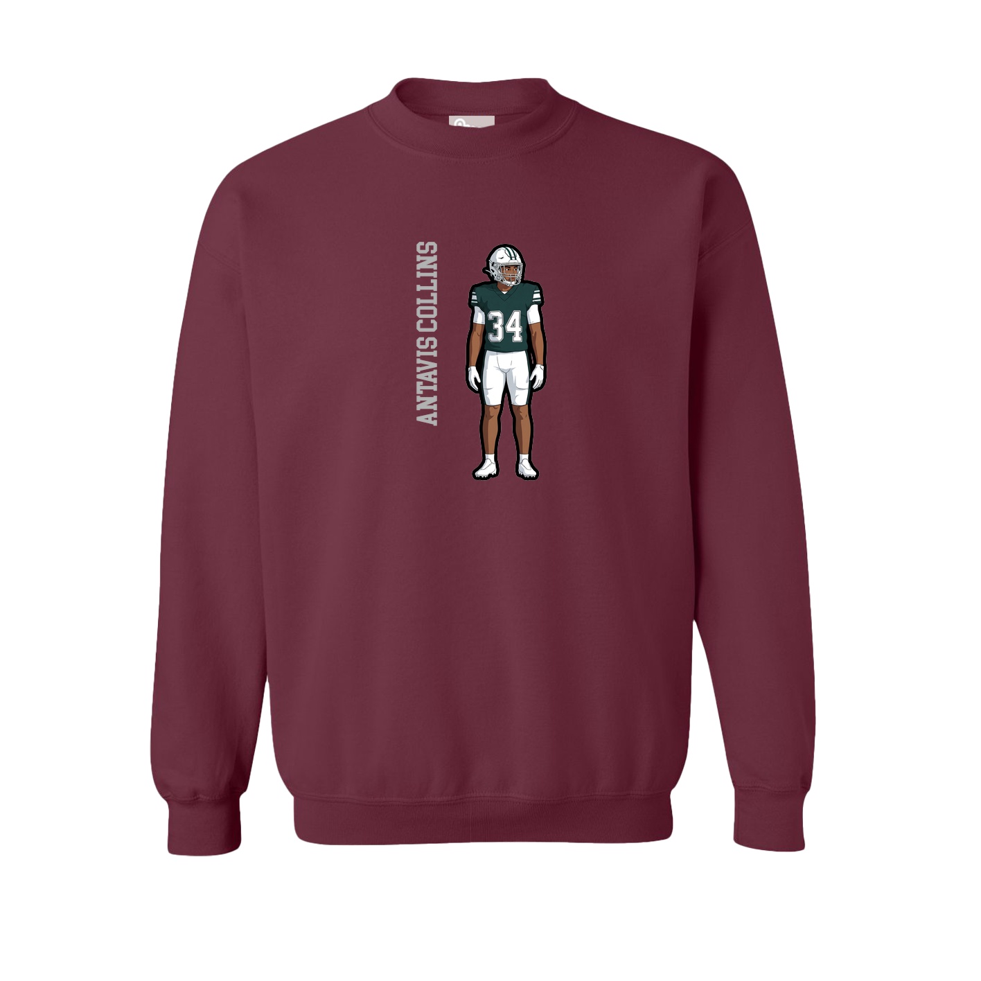 Fleece Crew — Name Vertical in Maroon