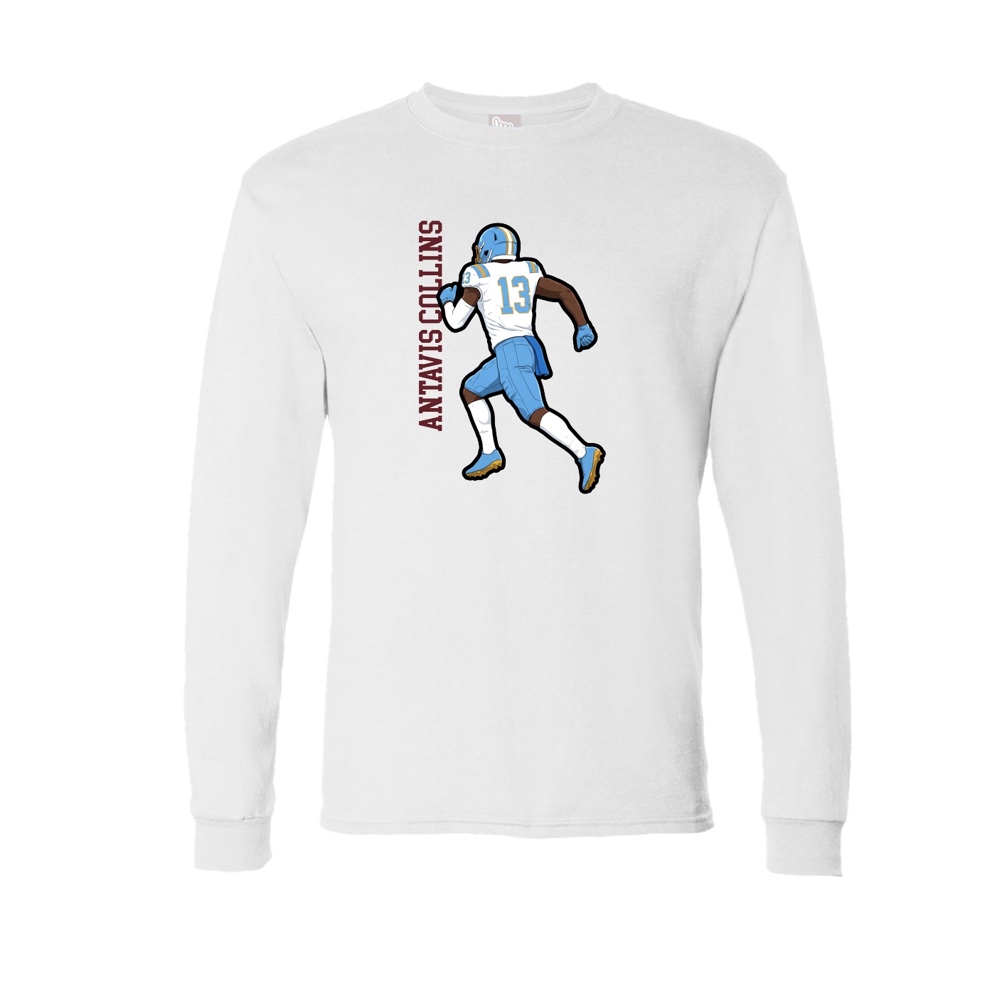 Long Sleeve Tee — Name Vertical in White