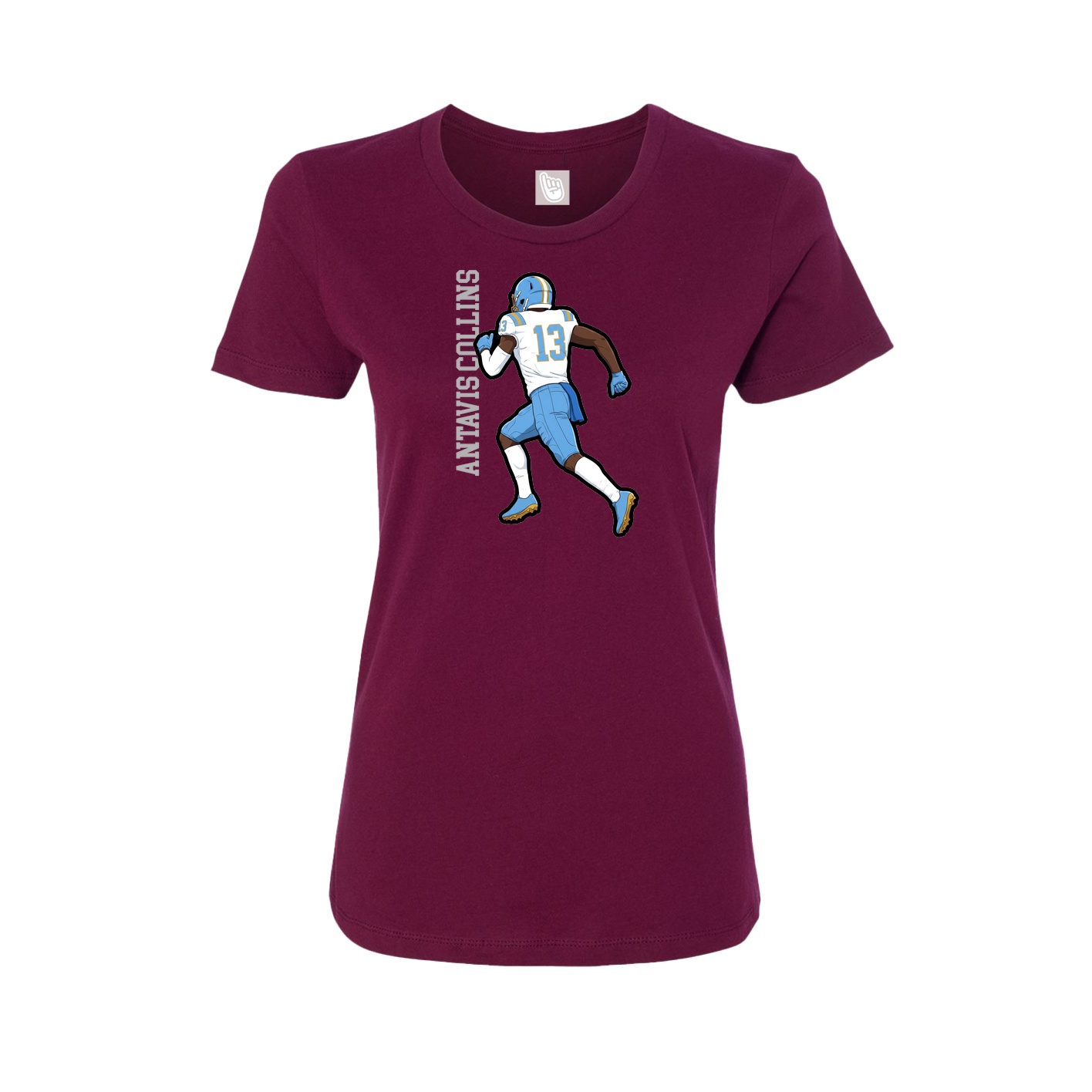 Fitted Women's Tee — Name Vertical in Maroon