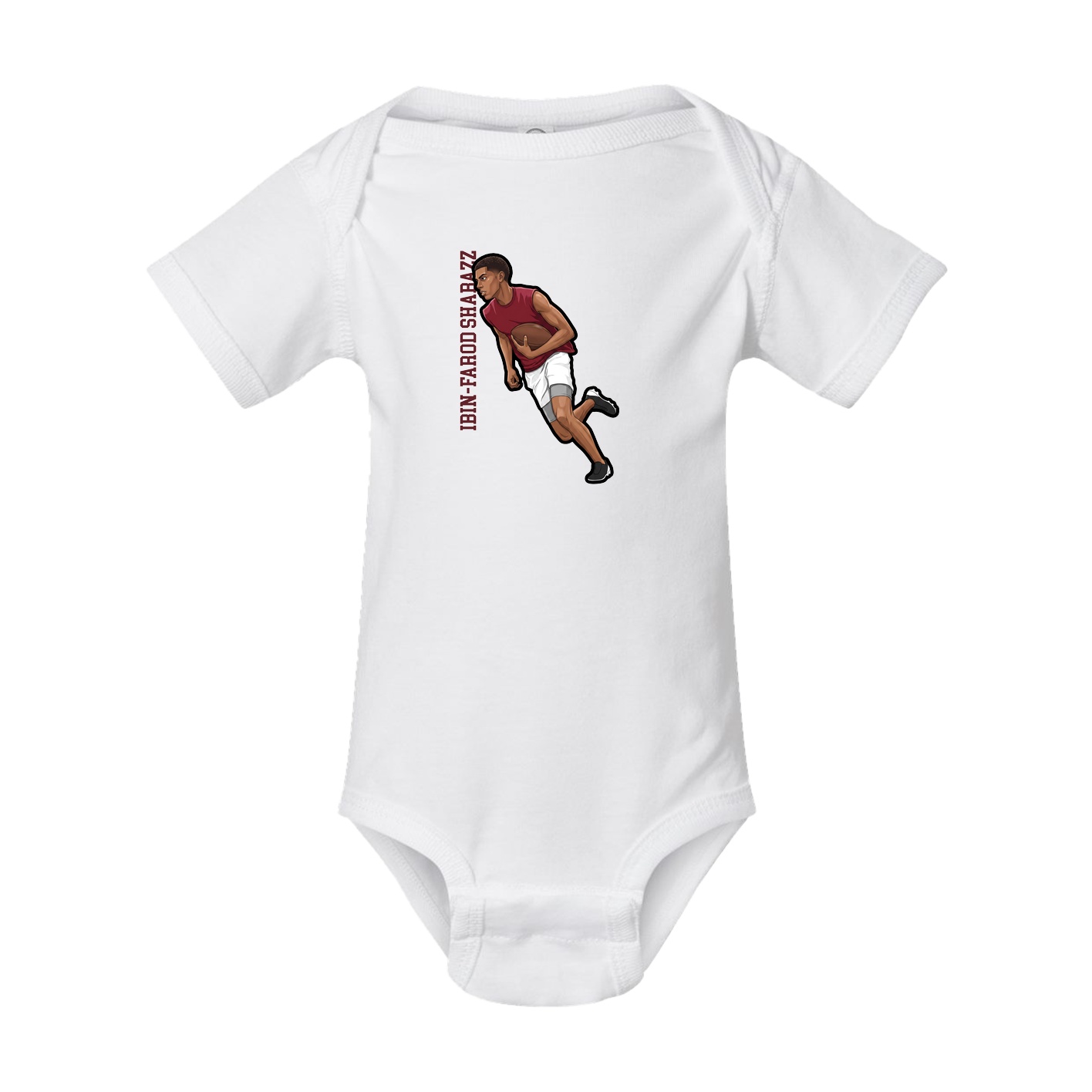 Baby Onesie — Name Vertical in White