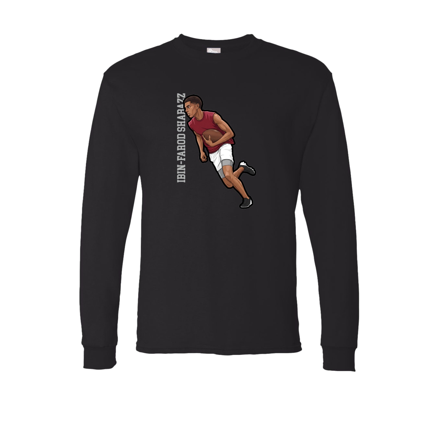 Long Sleeve Tee — Name Vertical in Black