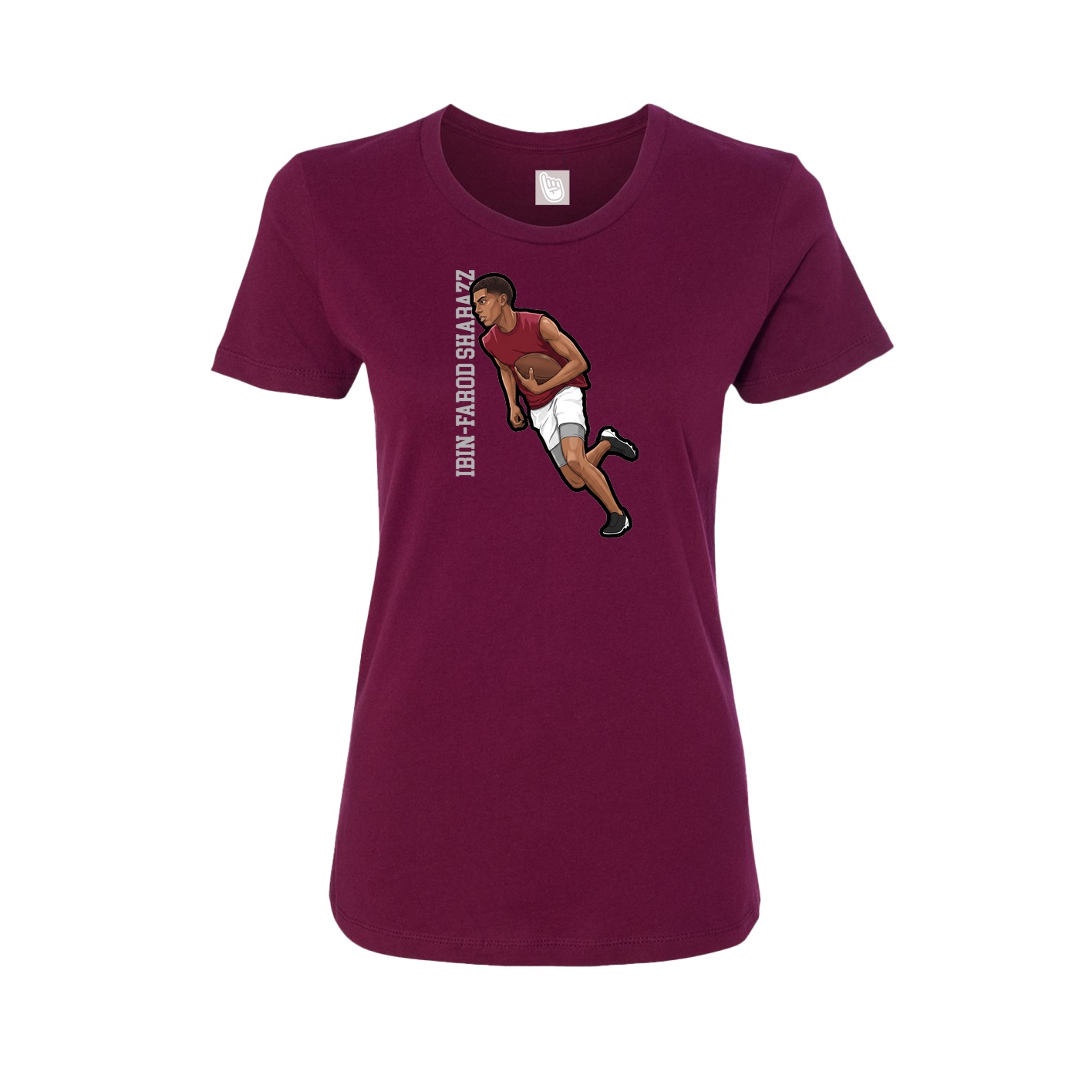 Fitted Women's Tee — Name Vertical in Maroon