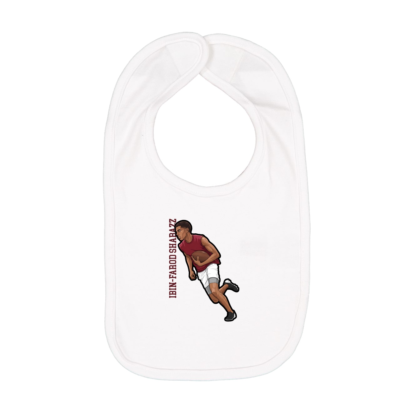 Infant Bib — Name Vertical in White