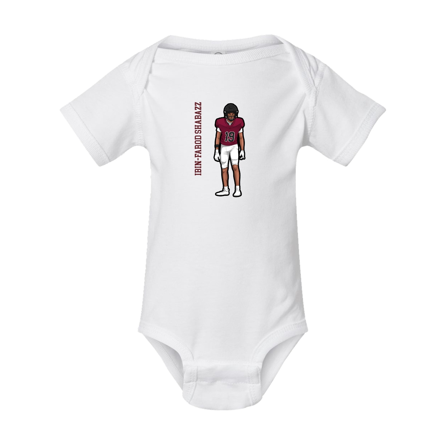 Baby Onesie — Name Vertical in White