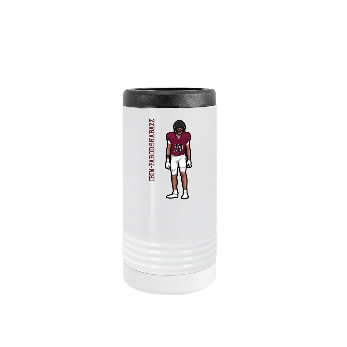 Slim Beverage Holder — Name Vertical in White
