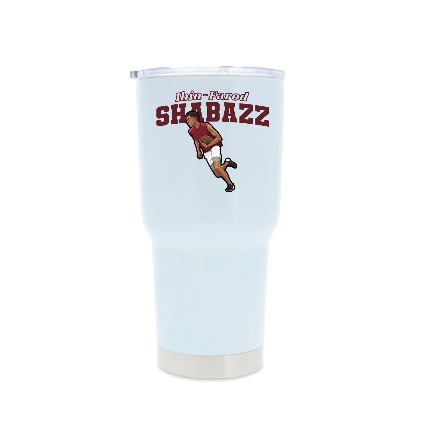 30oz Stainless Steel Tumbler — Name Arch in White