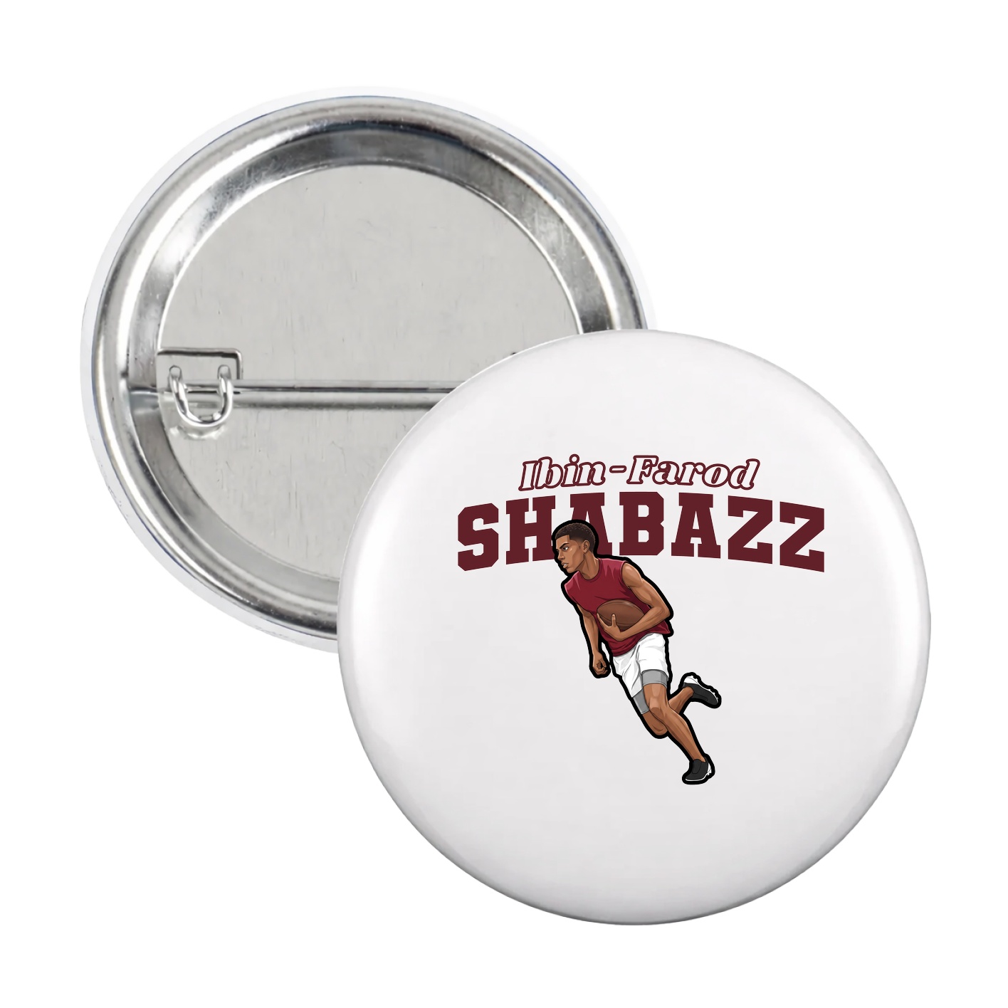 Game Day Button — Name Arch in White