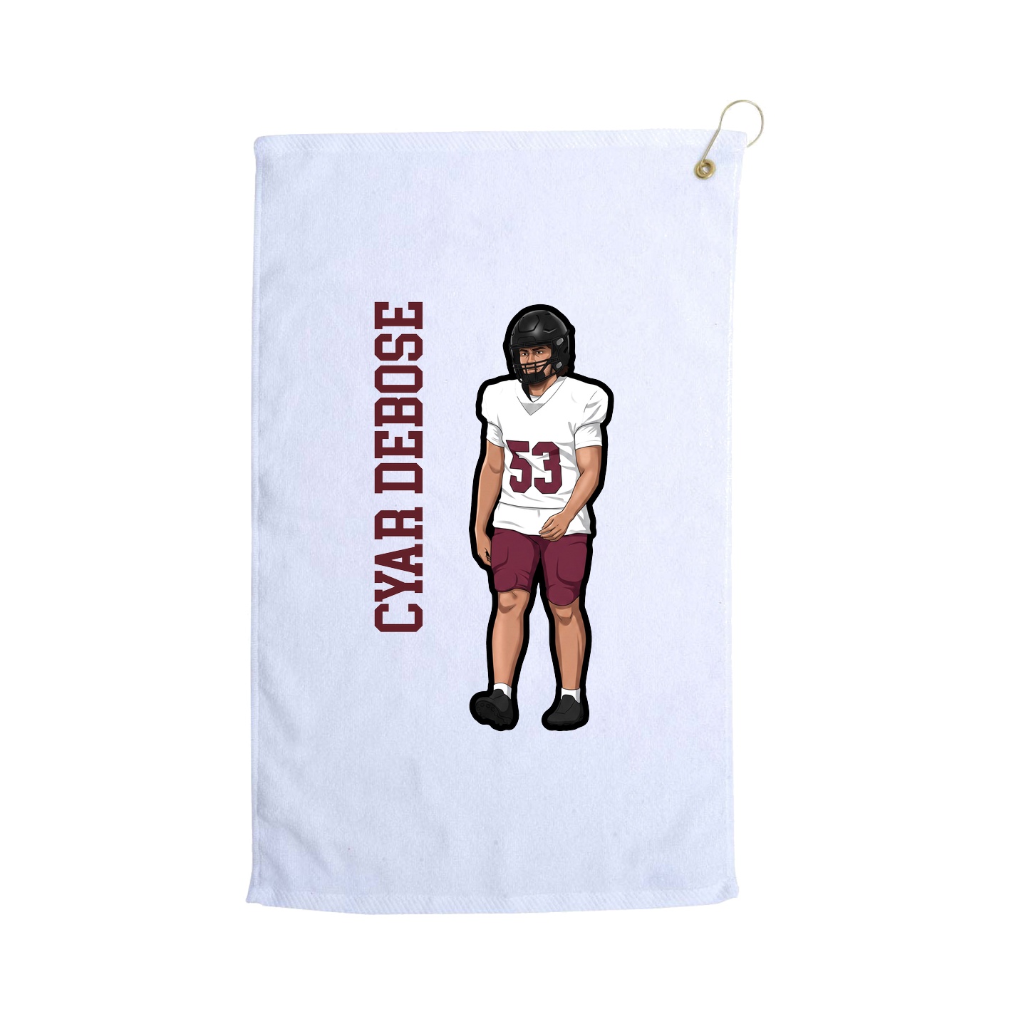 Golf Towel — Name Vertical in White