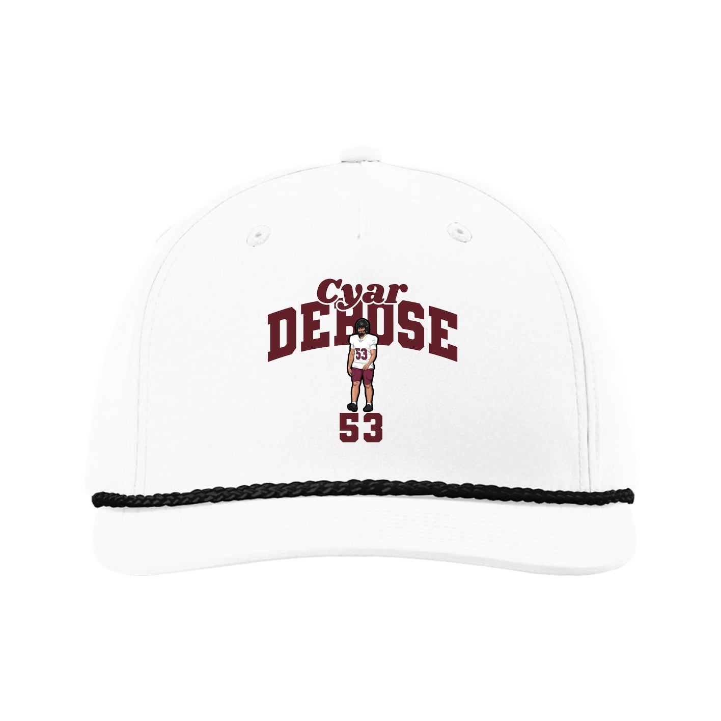 Five-Panel Classic Rope Cap — Signature Arch in White