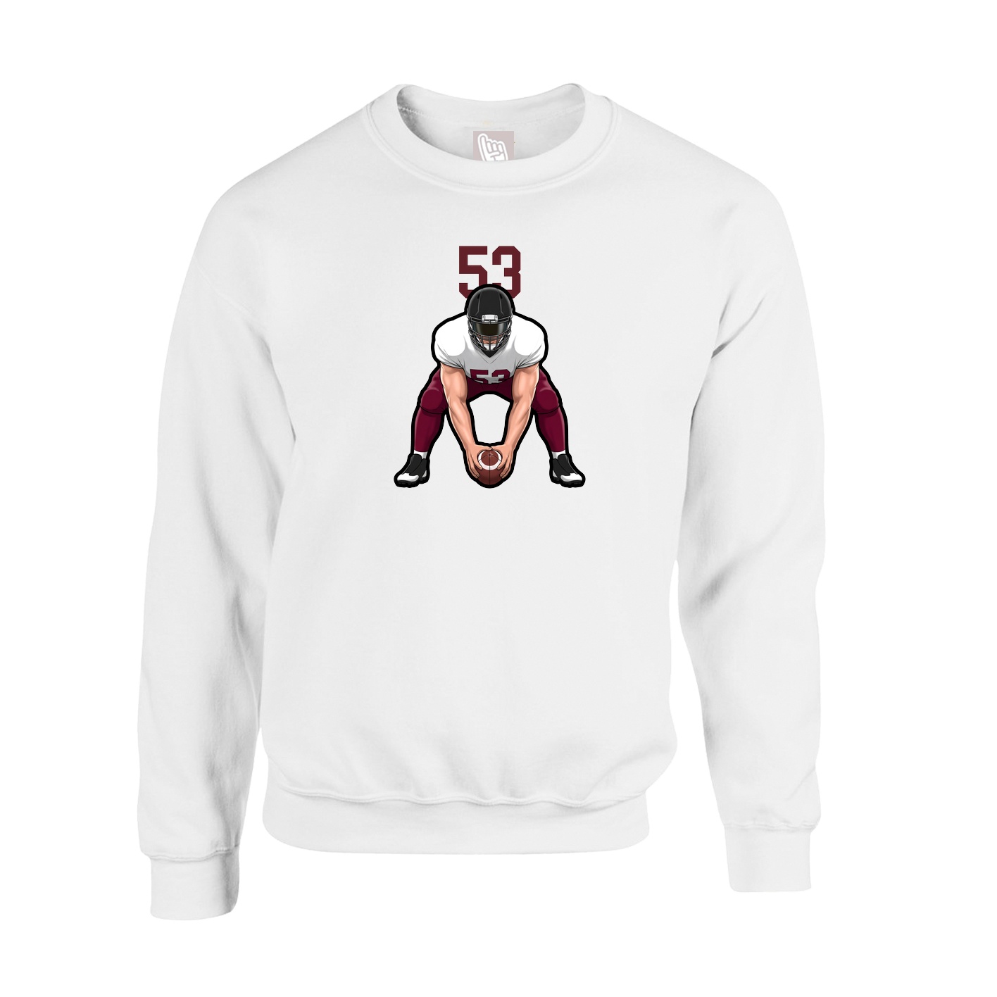 Fleece Crew — Number Top in White