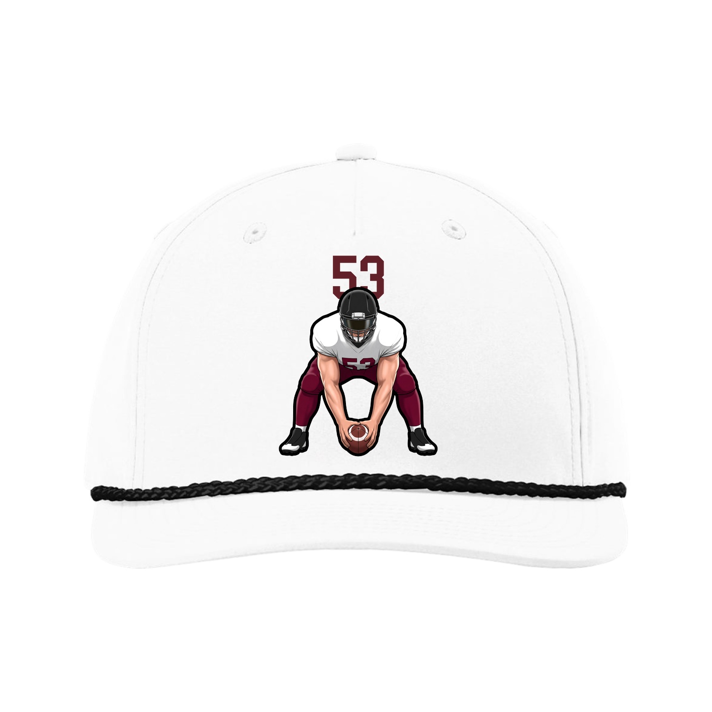 Five-Panel Classic Rope Cap — Number Top in White