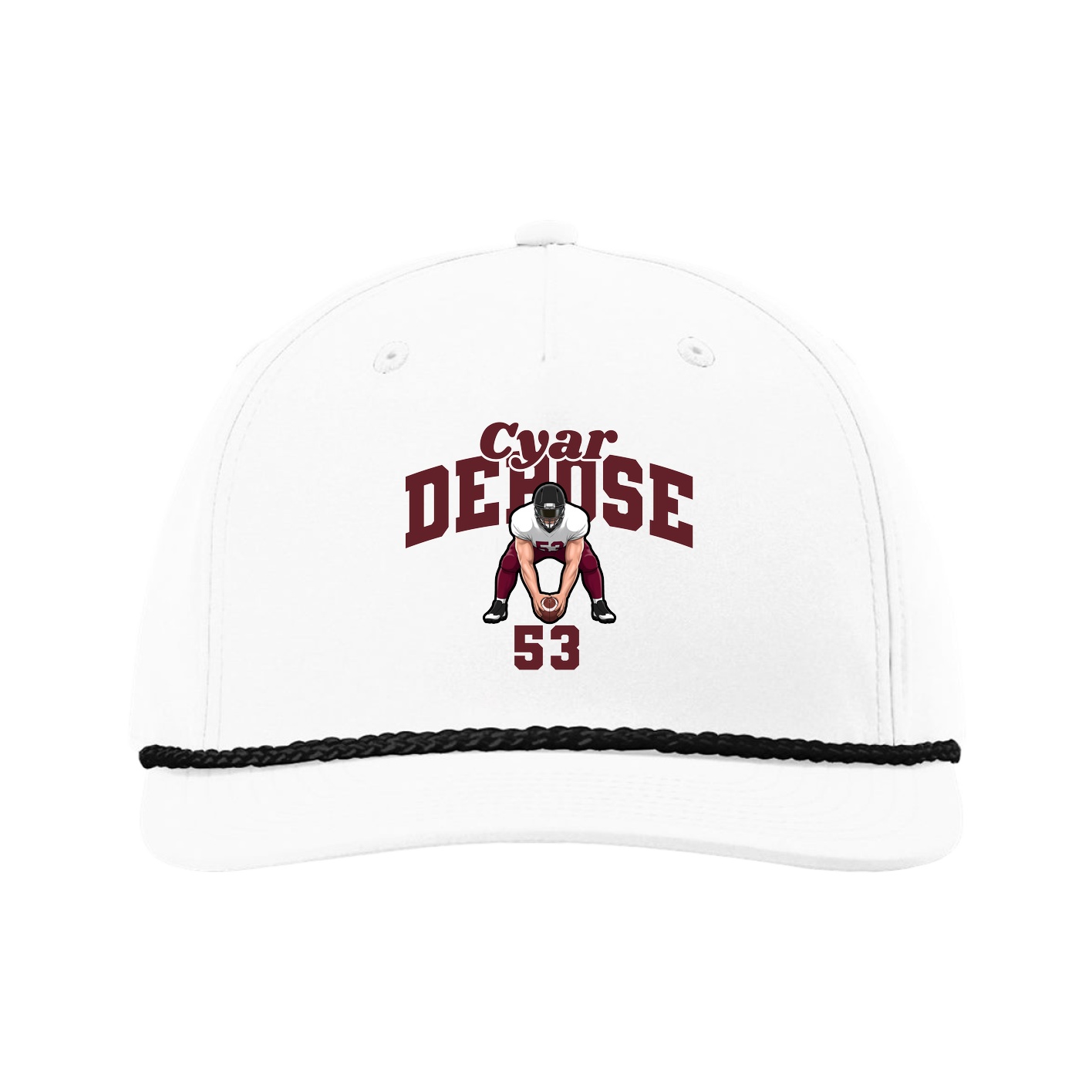 Five-Panel Classic Rope Cap — Signature Arch in White
