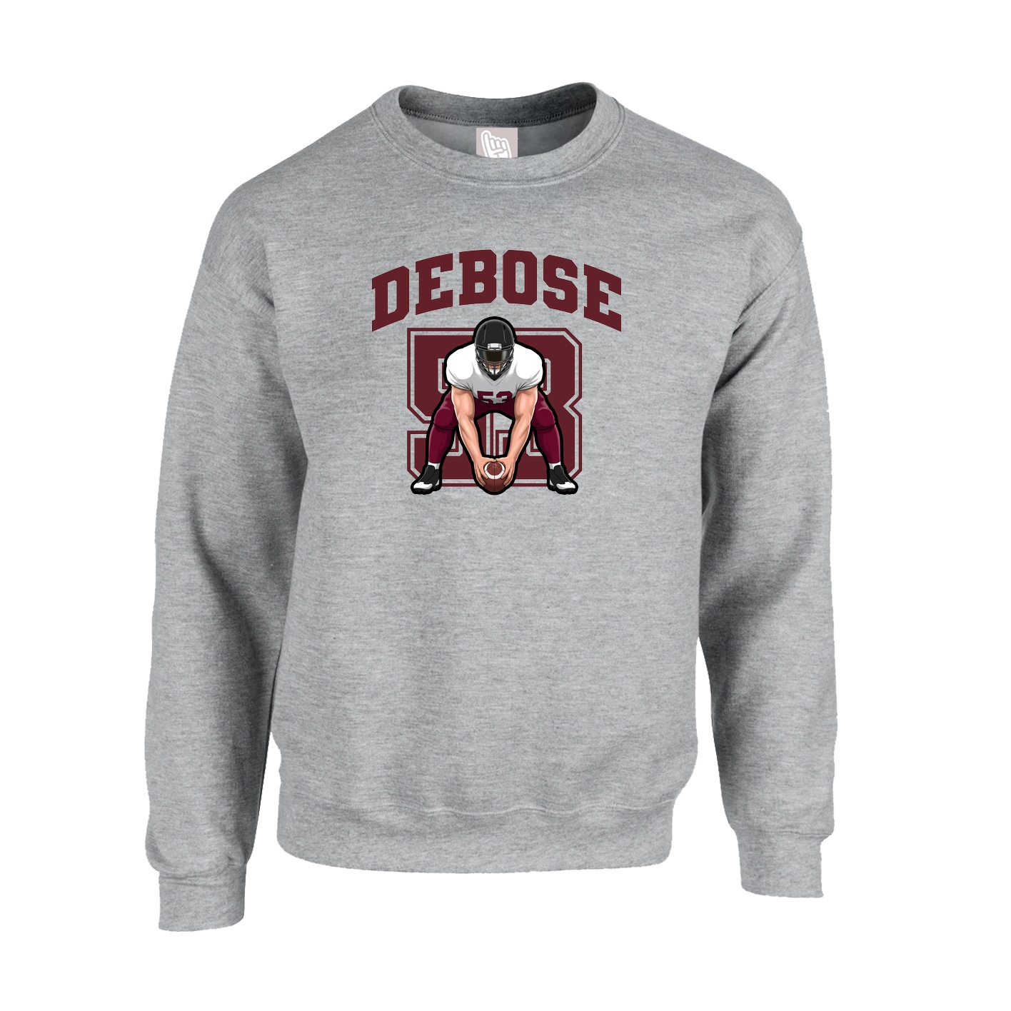 Fleece Crew — Number in Grey