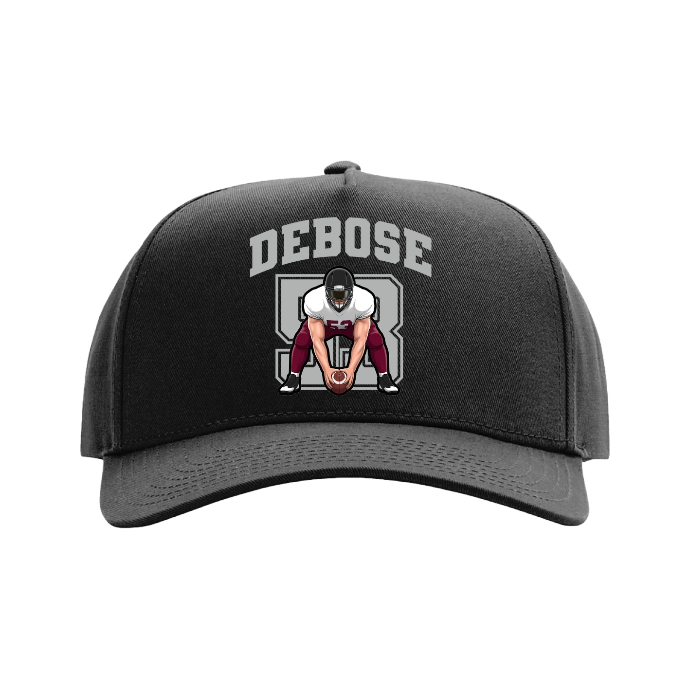 Full Fabric Five-Panel Champ Cap — Number in Black