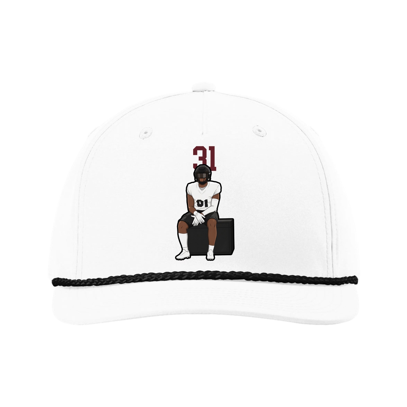Five-Panel Classic Rope Cap — Number Top in White