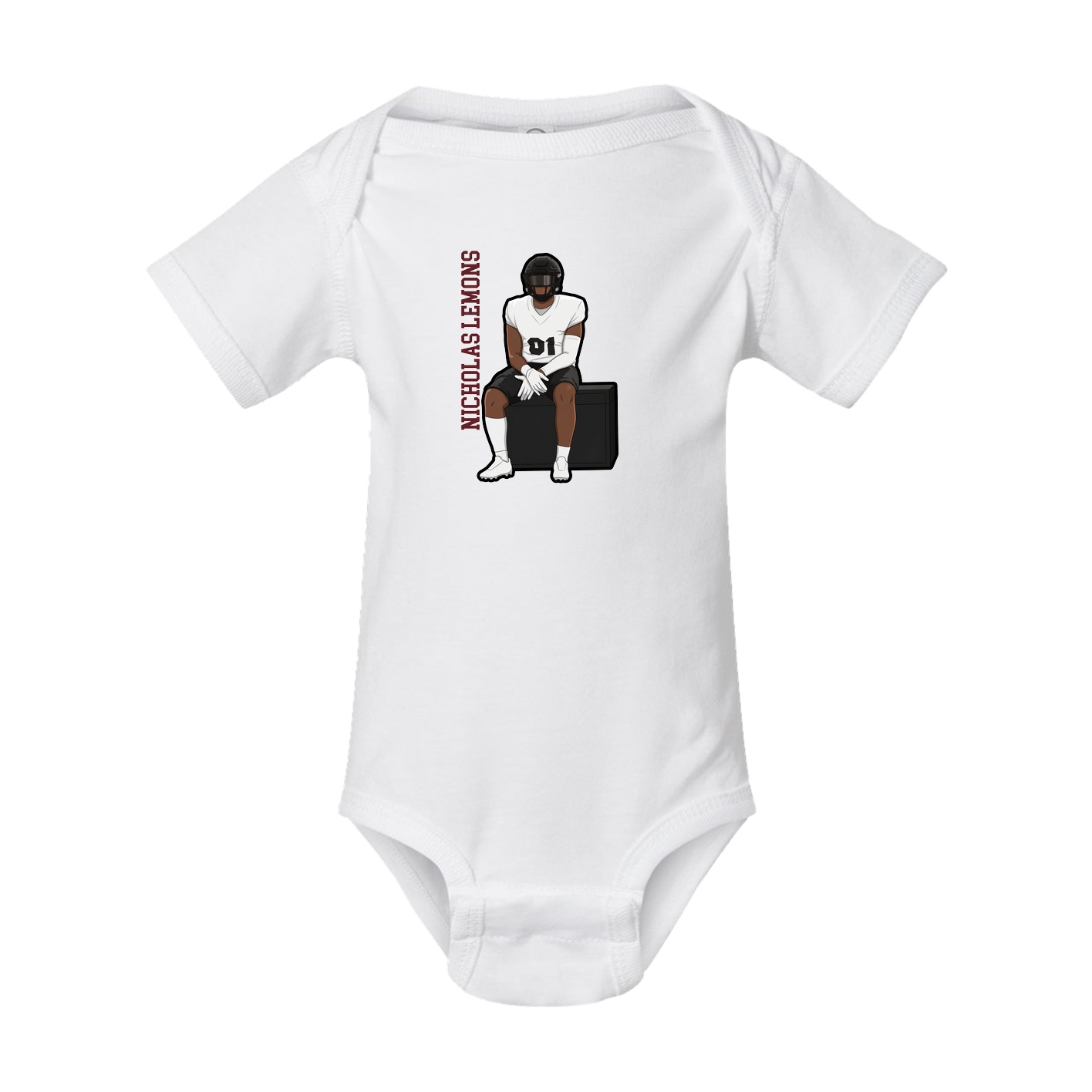 Baby Onesie — Name Vertical in White
